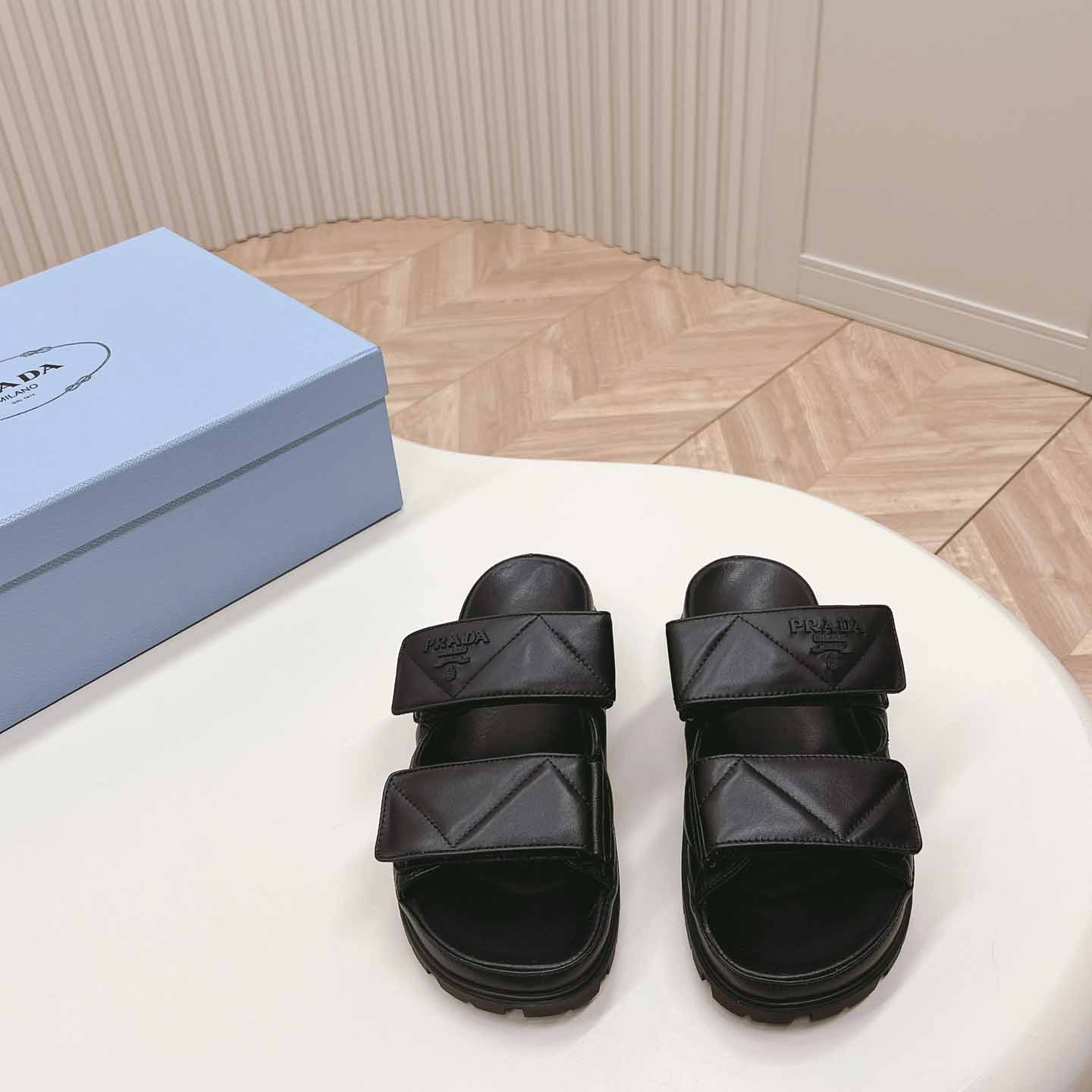 Prada Padded Nappa Leather Sandals - DopestKickz