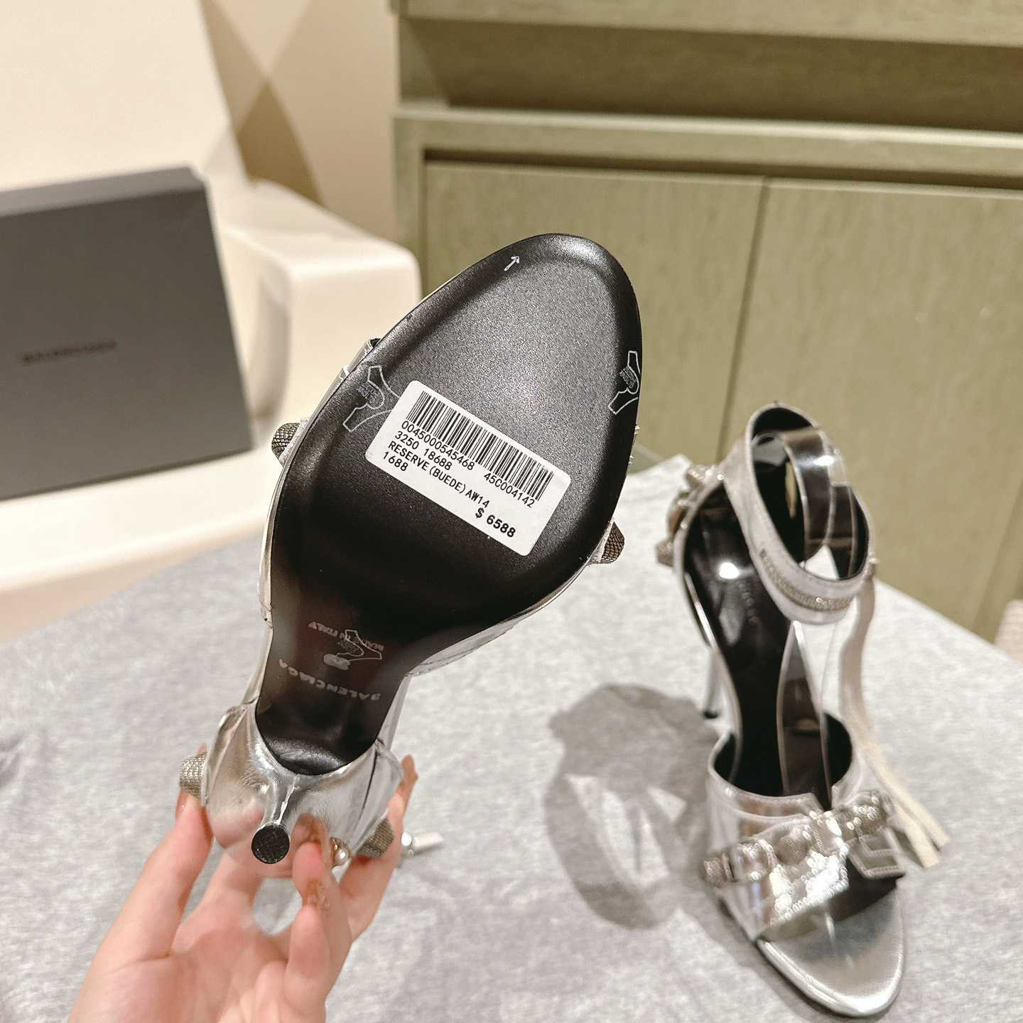 Balenciaga Cagole 110mm Metallic-finish Sandals - DopestKickz