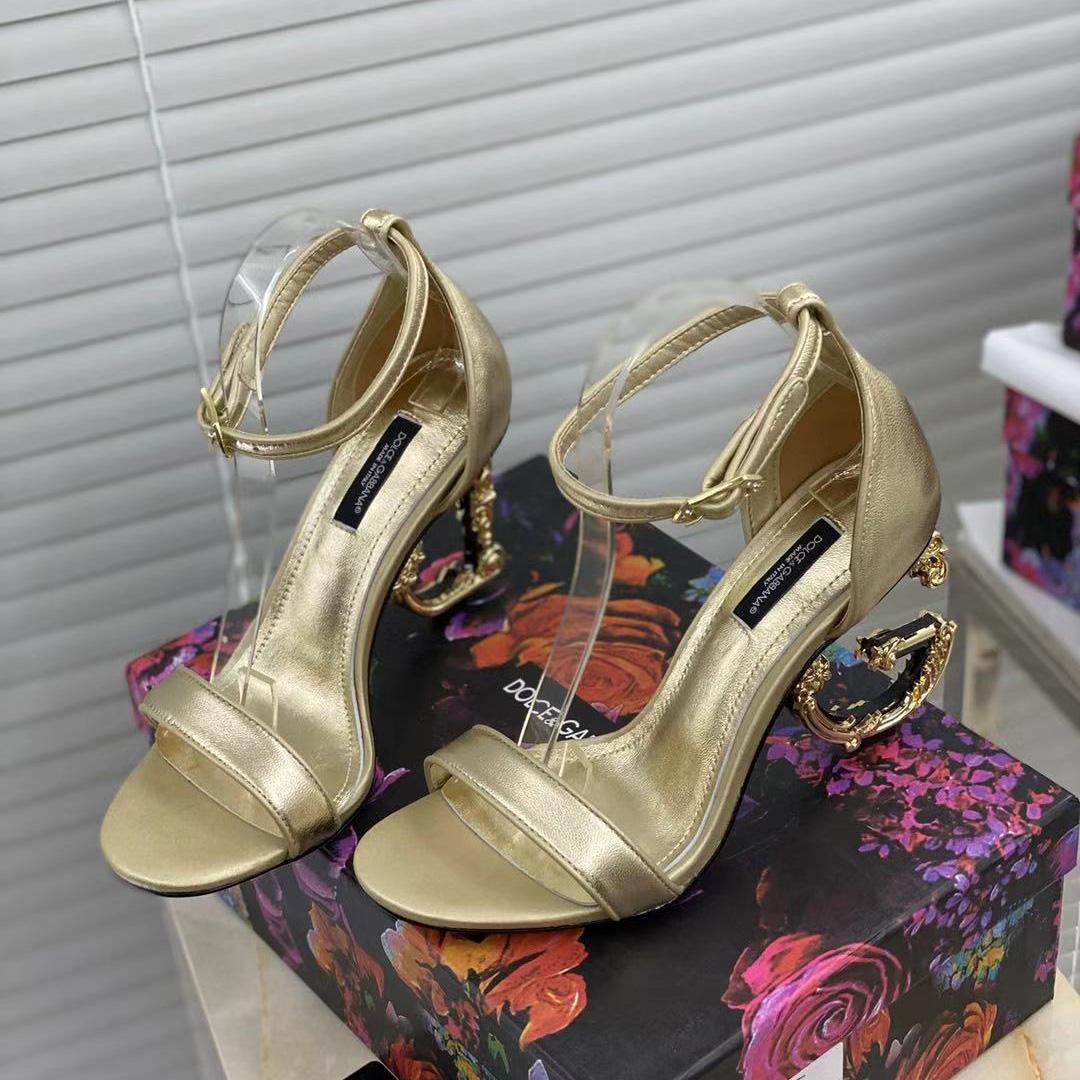 Dolce & Gabbana Keira Baroque DG Heel Sandals  90mm - DopestKickz
