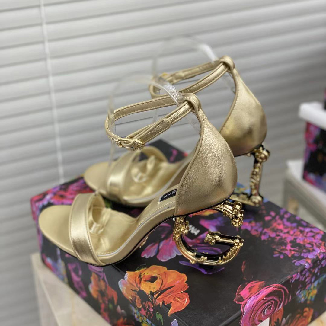 Dolce & Gabbana Keira Baroque DG Heel Sandals  90mm - DopestKickz
