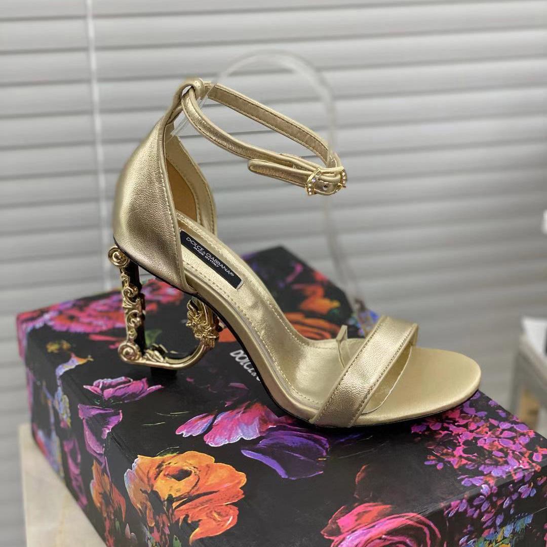 Dolce & Gabbana Keira Baroque DG Heel Sandals  90mm - DopestKickz