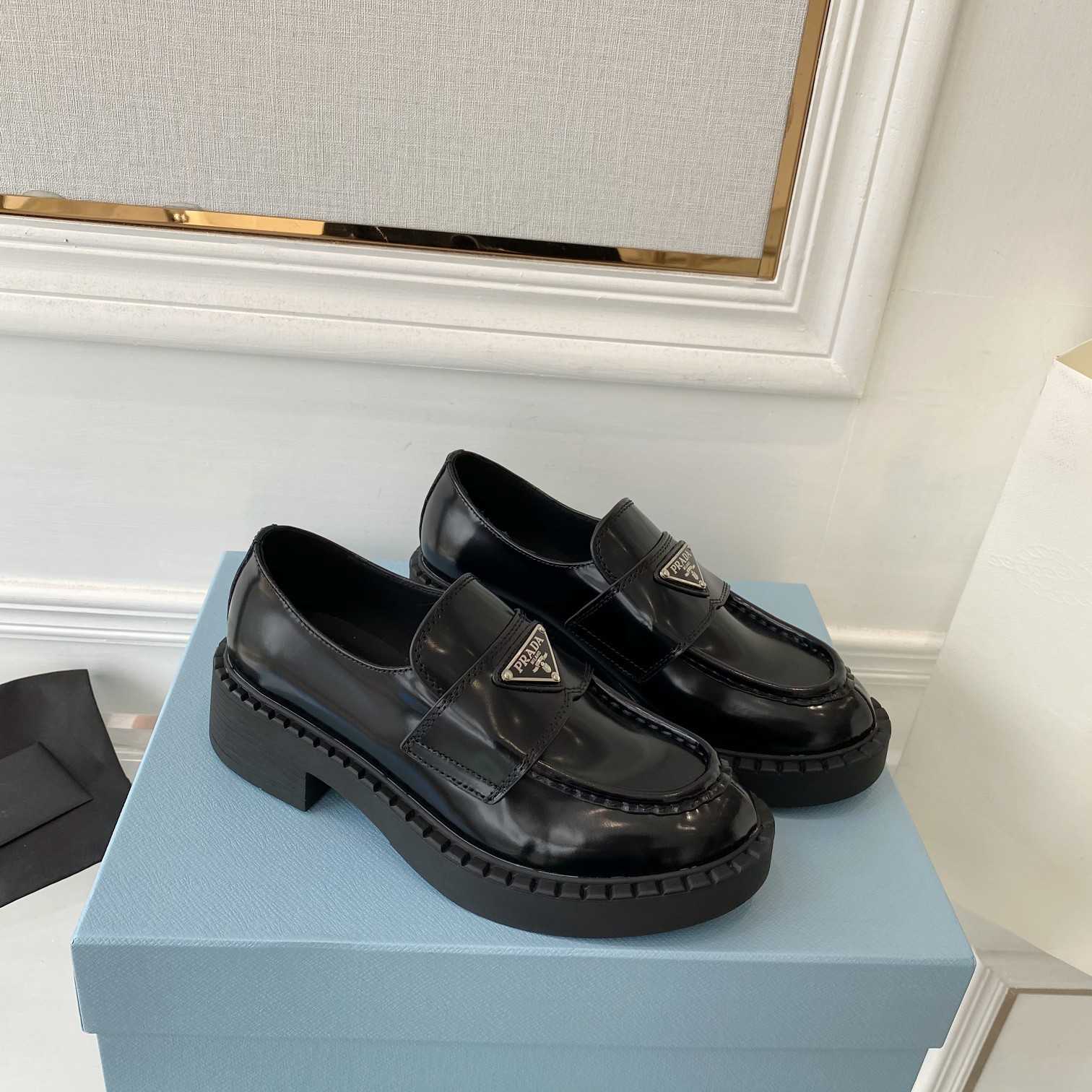 Prada Chocolate Patent Leather Loafers - DopestKickz