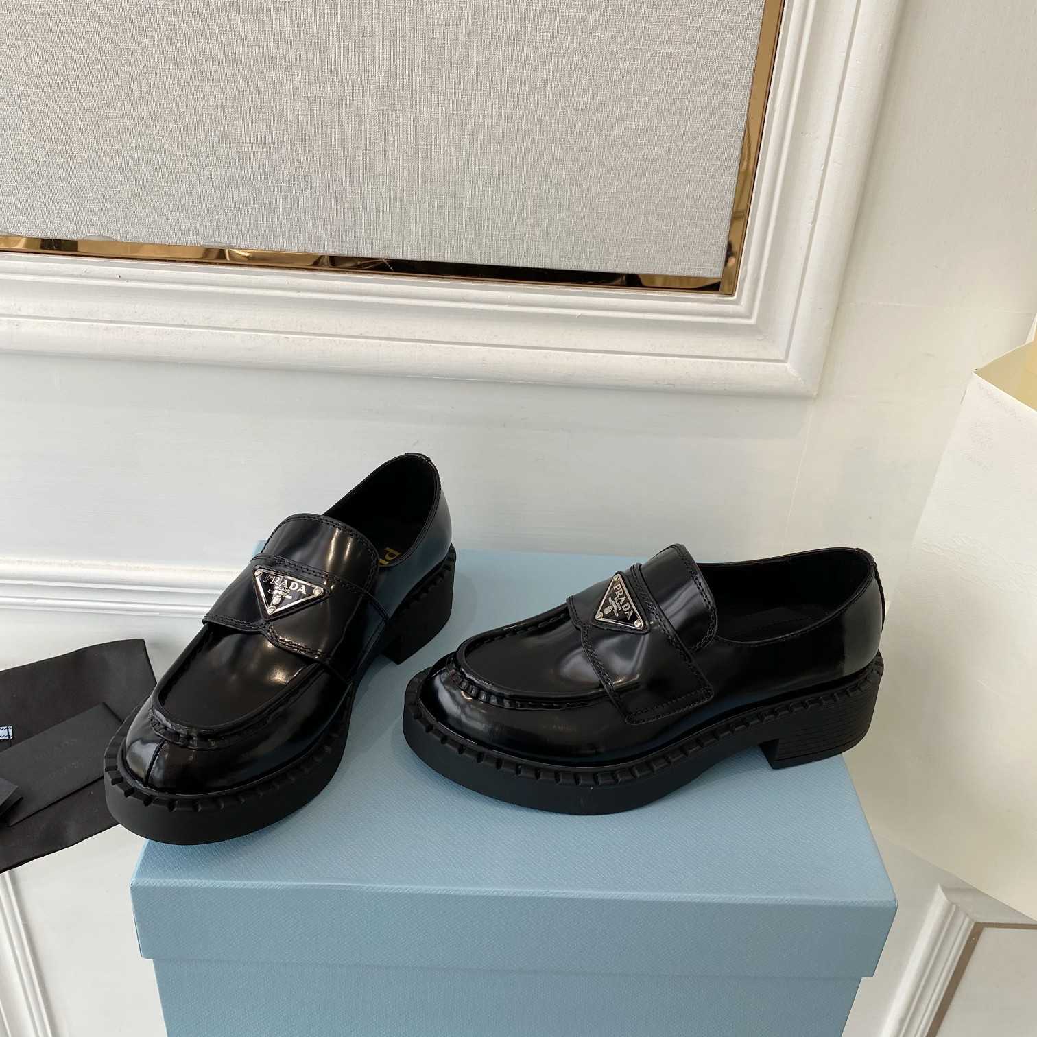 Prada Chocolate Patent Leather Loafers - DopestKickz