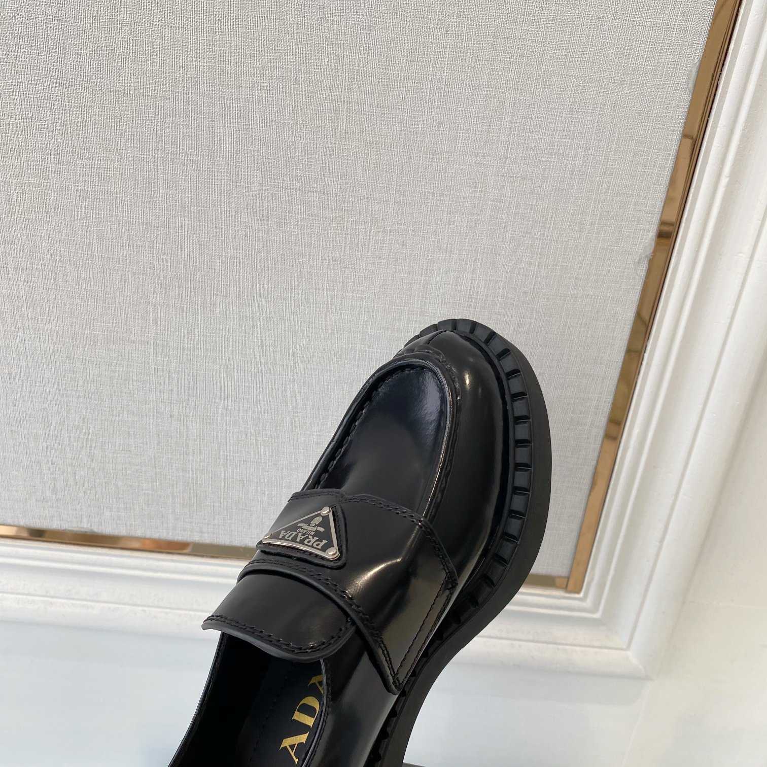 Prada Chocolate Patent Leather Loafers - DopestKickz