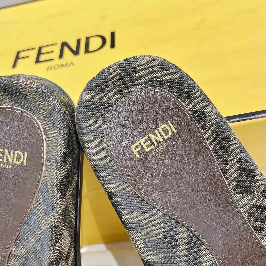 Fendi Feel Brown FF Jacquard Slides - DopestKickz