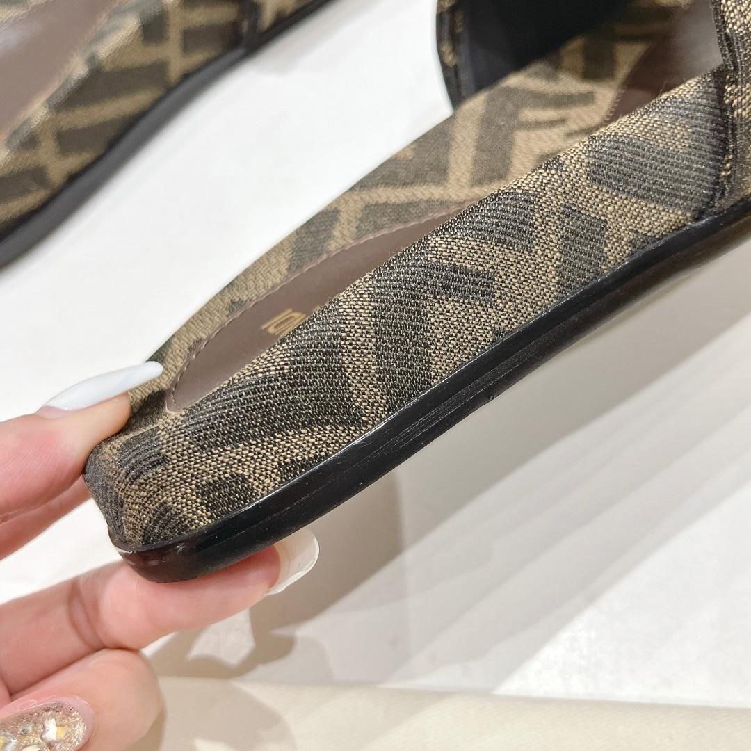 Fendi Feel Brown FF Jacquard Slides - DopestKickz