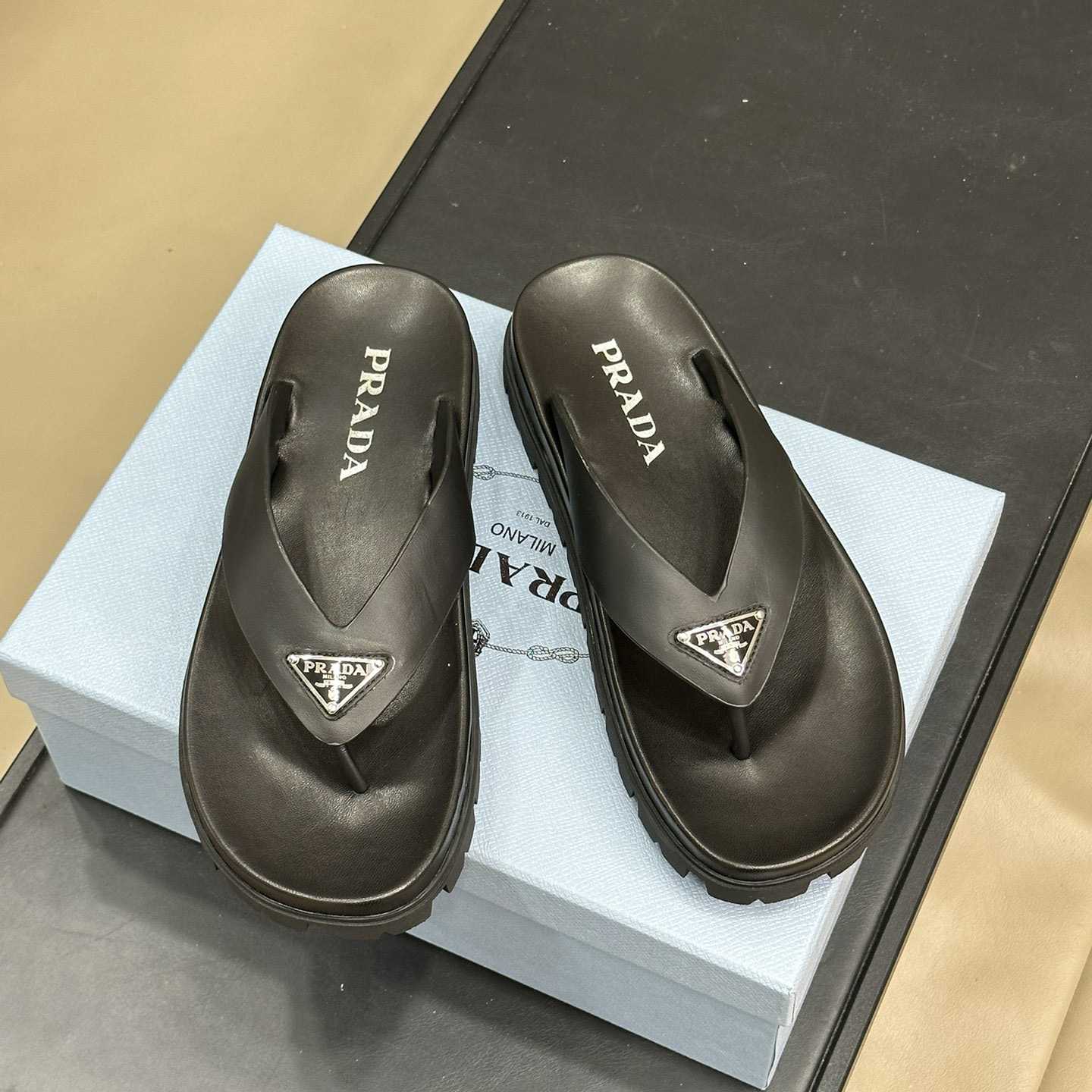 Prada Rubber Thong Sandals - DopestKickz