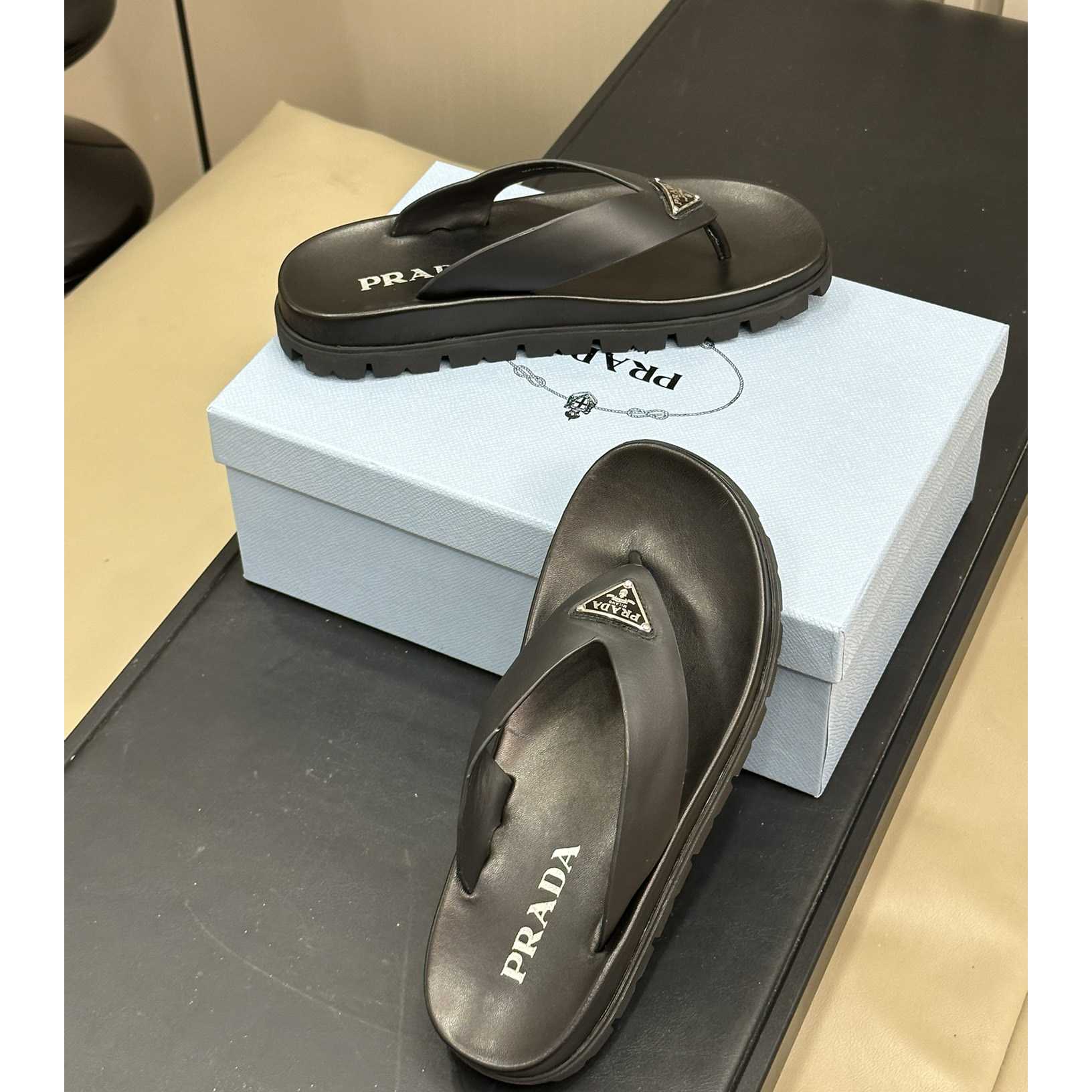 Prada Rubber Thong Sandals - DopestKickz