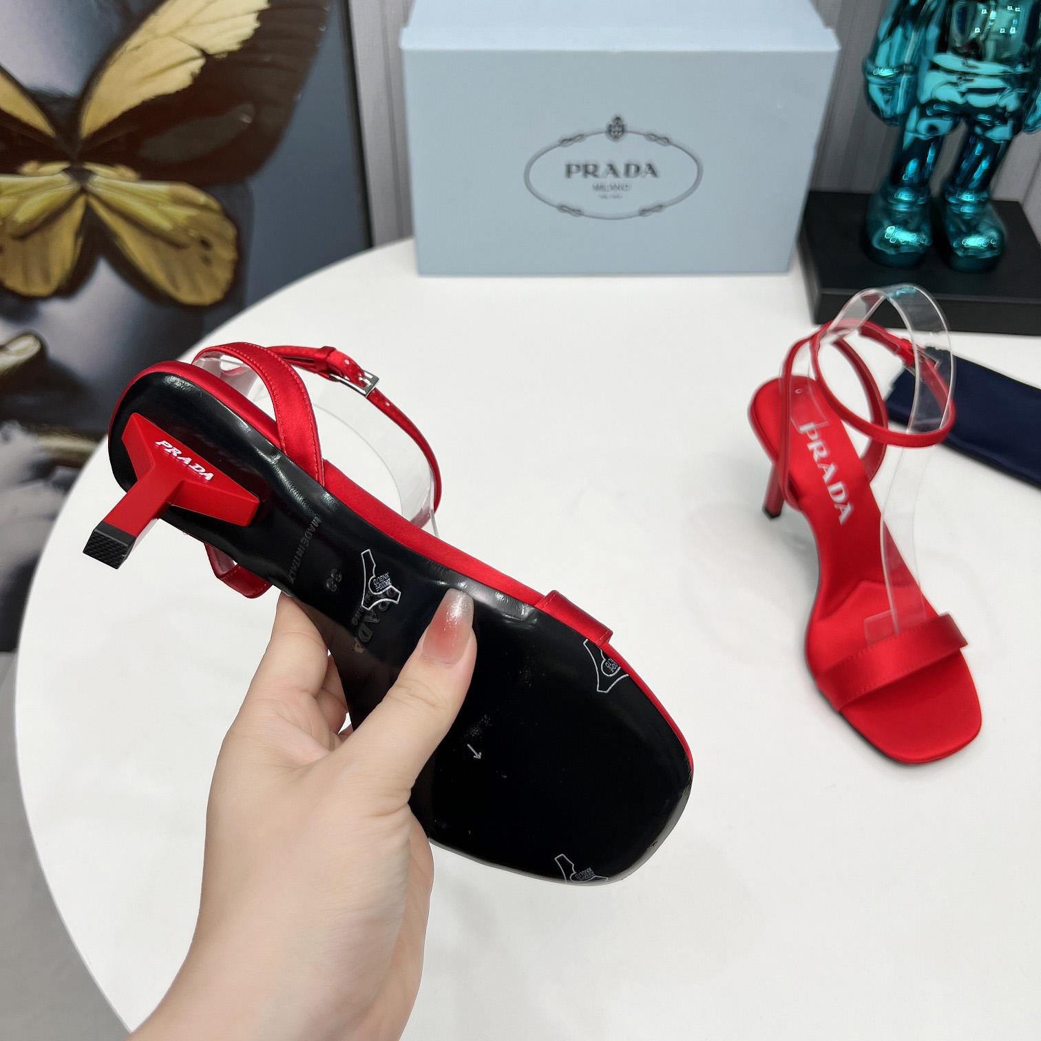 Prada 85mm Geometric-heel Satin Sandals - DopestKickz