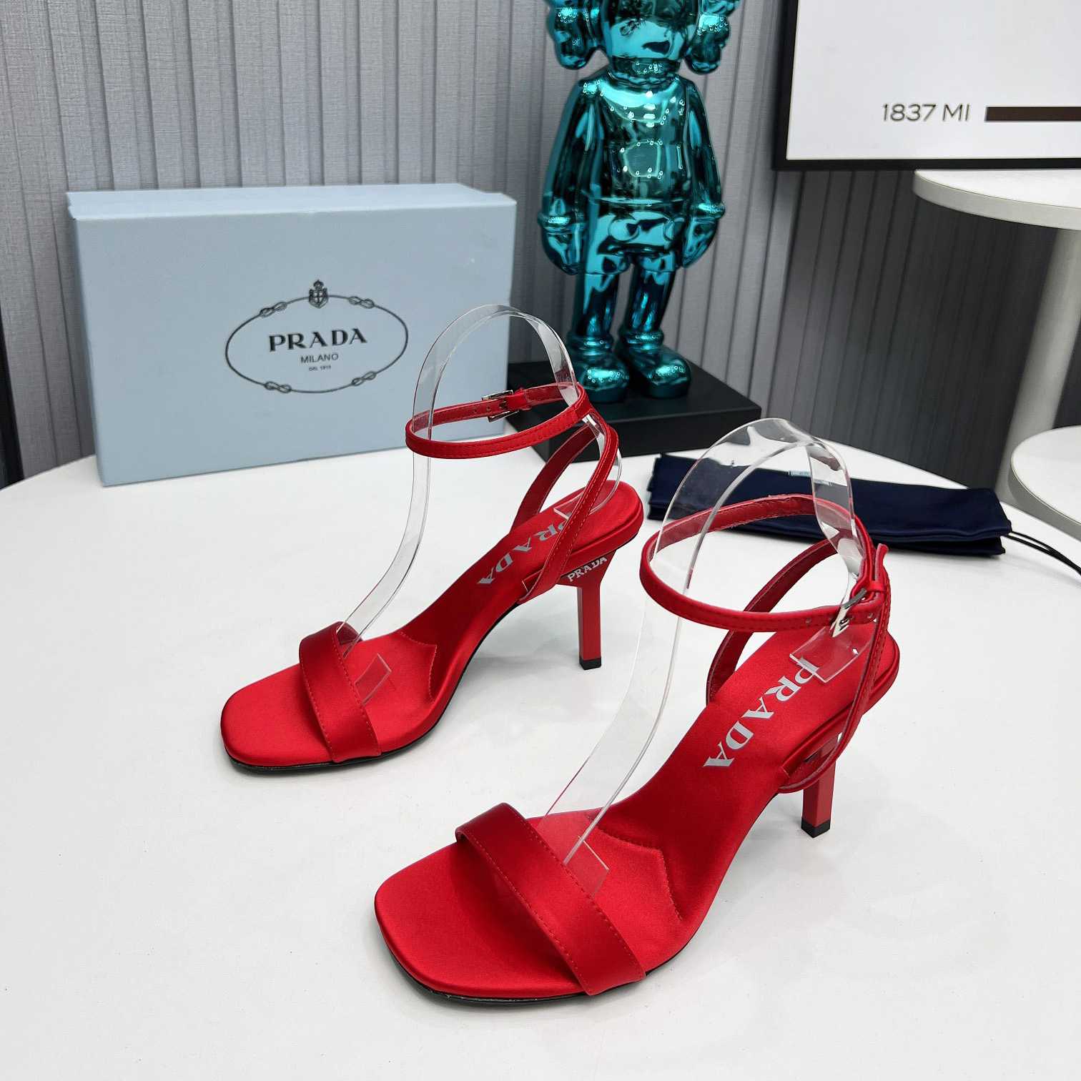 Prada 85mm Geometric-heel Satin Sandals - DopestKickz