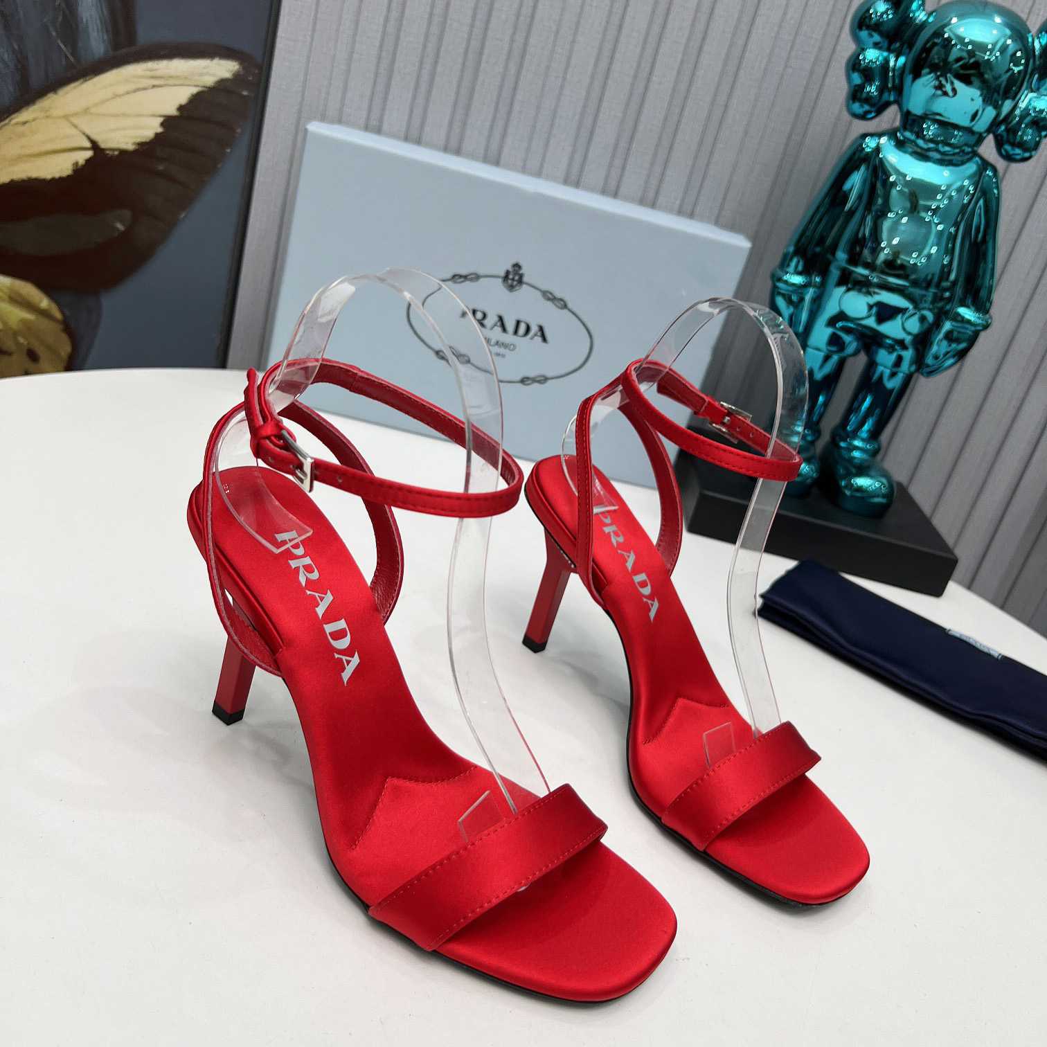 Prada 85mm Geometric-heel Satin Sandals - DopestKickz