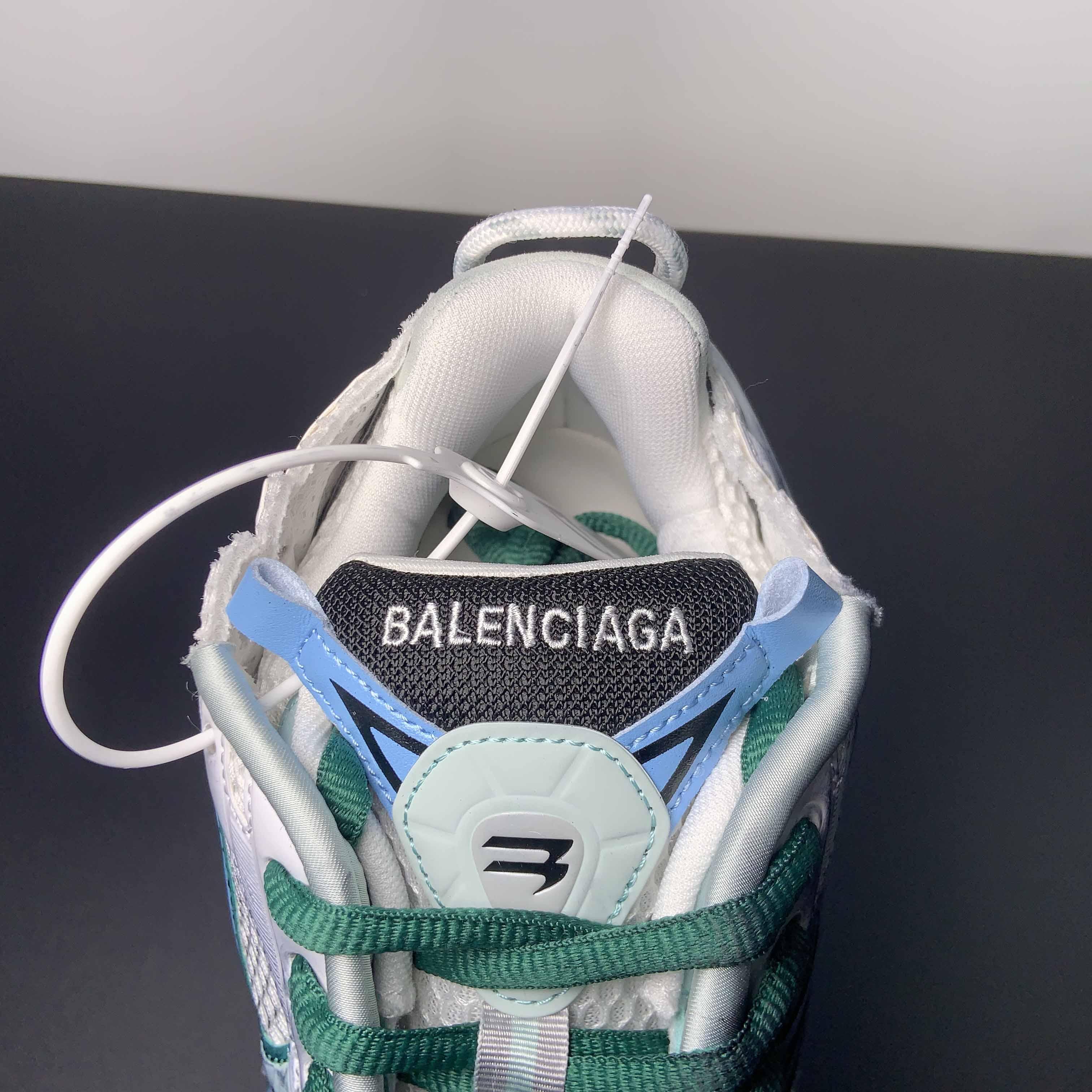 Balenciaga Runner Sneaker In White/Green And Blue - DopestKickz