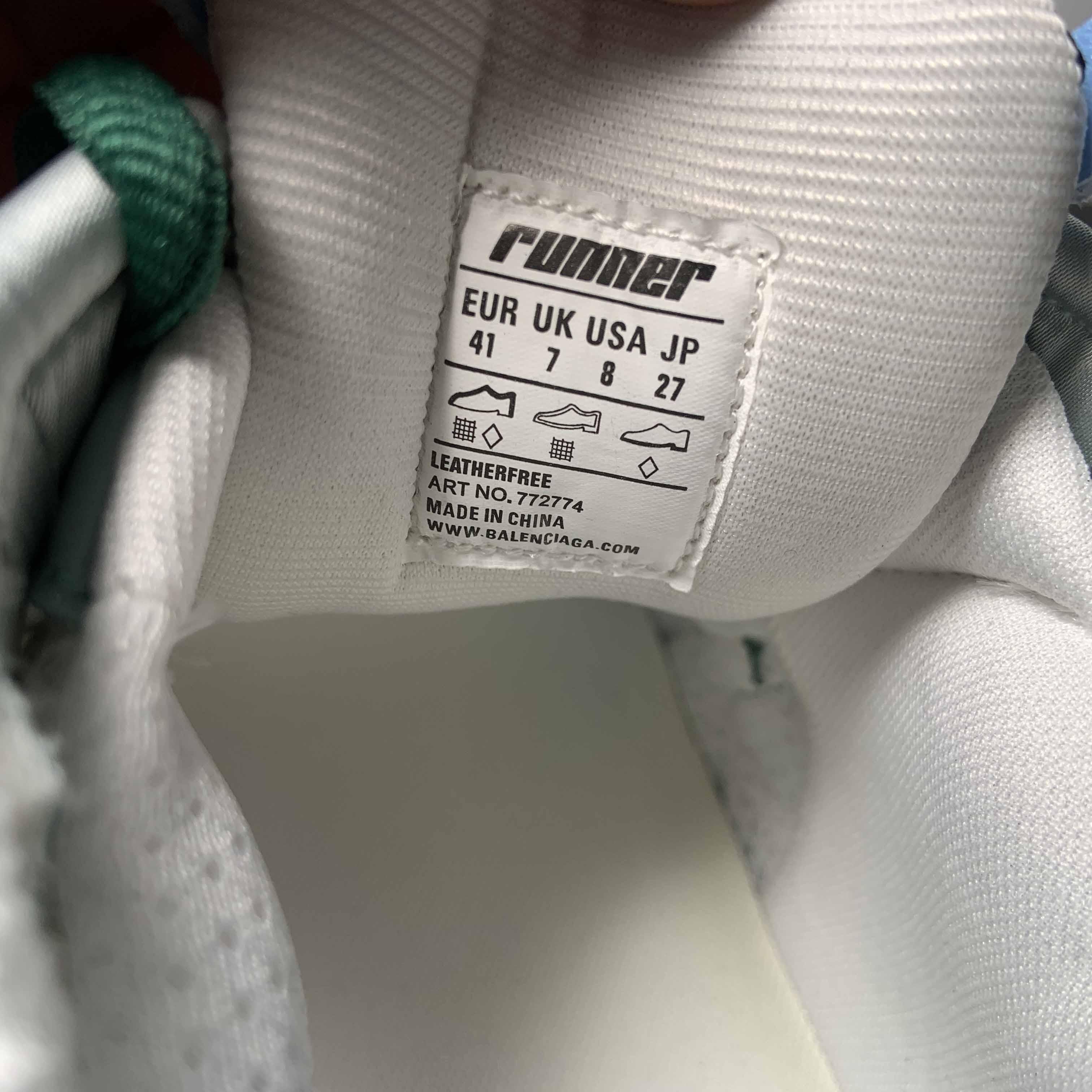 Balenciaga Runner Sneaker In White/Green And Blue - DopestKickz