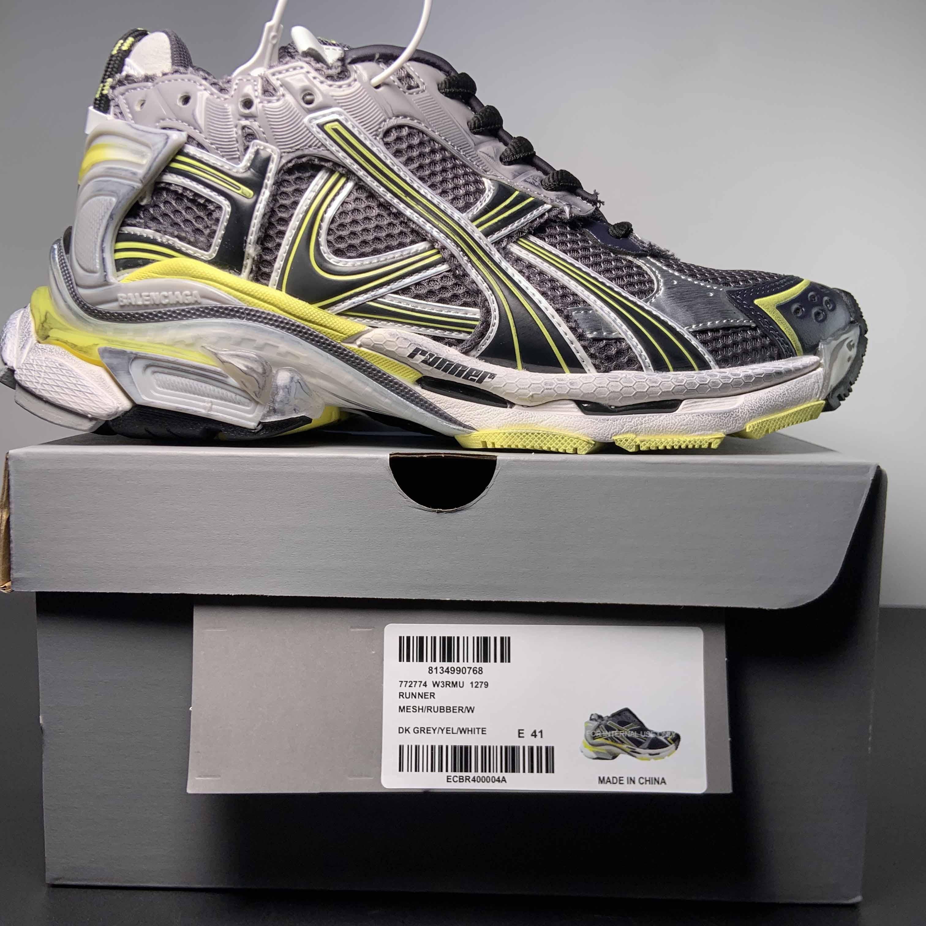 Balenciaga Runner Sneaker In Grey/Yellow And White - DopestKickz