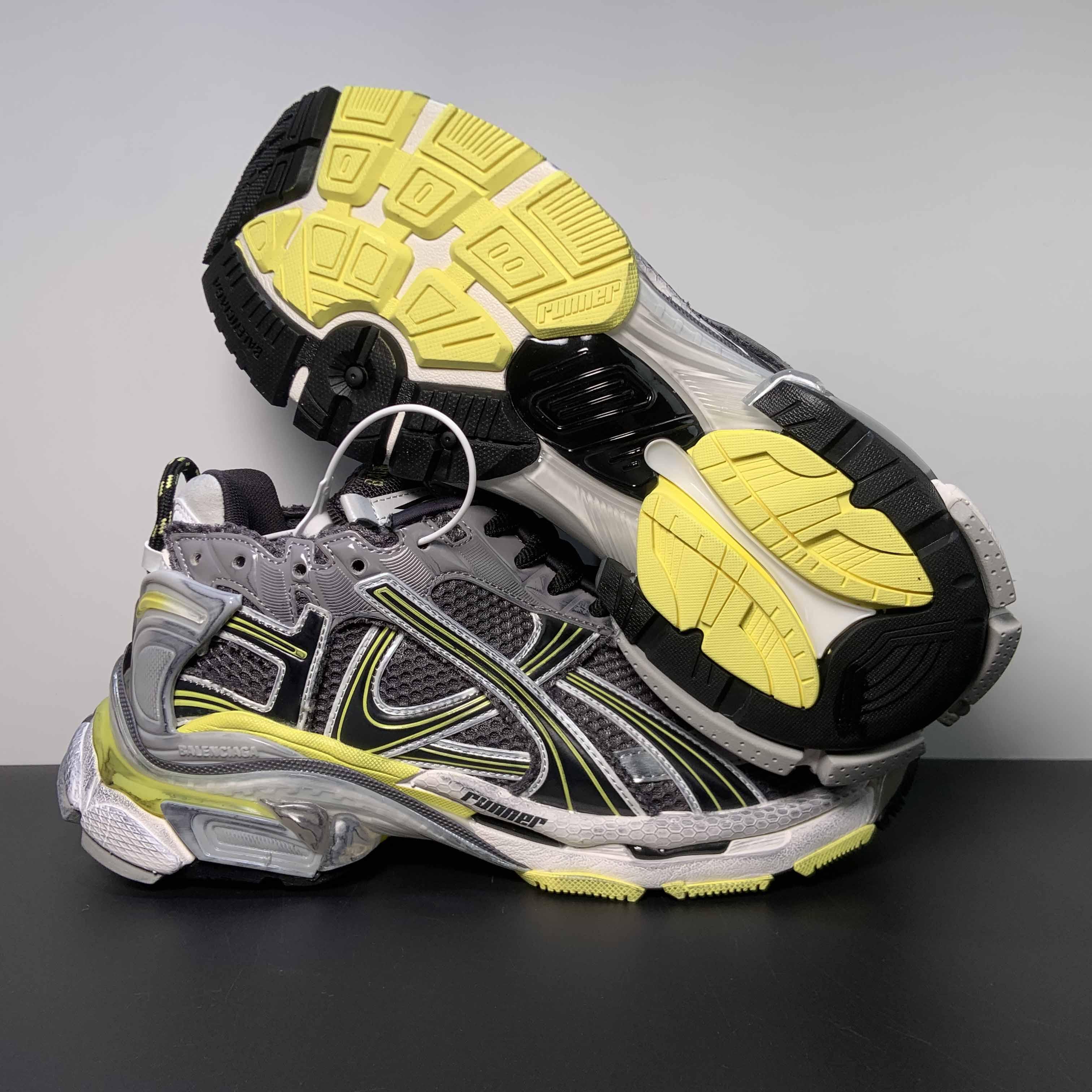 Balenciaga Runner Sneaker In Grey/Yellow And White - DopestKickz