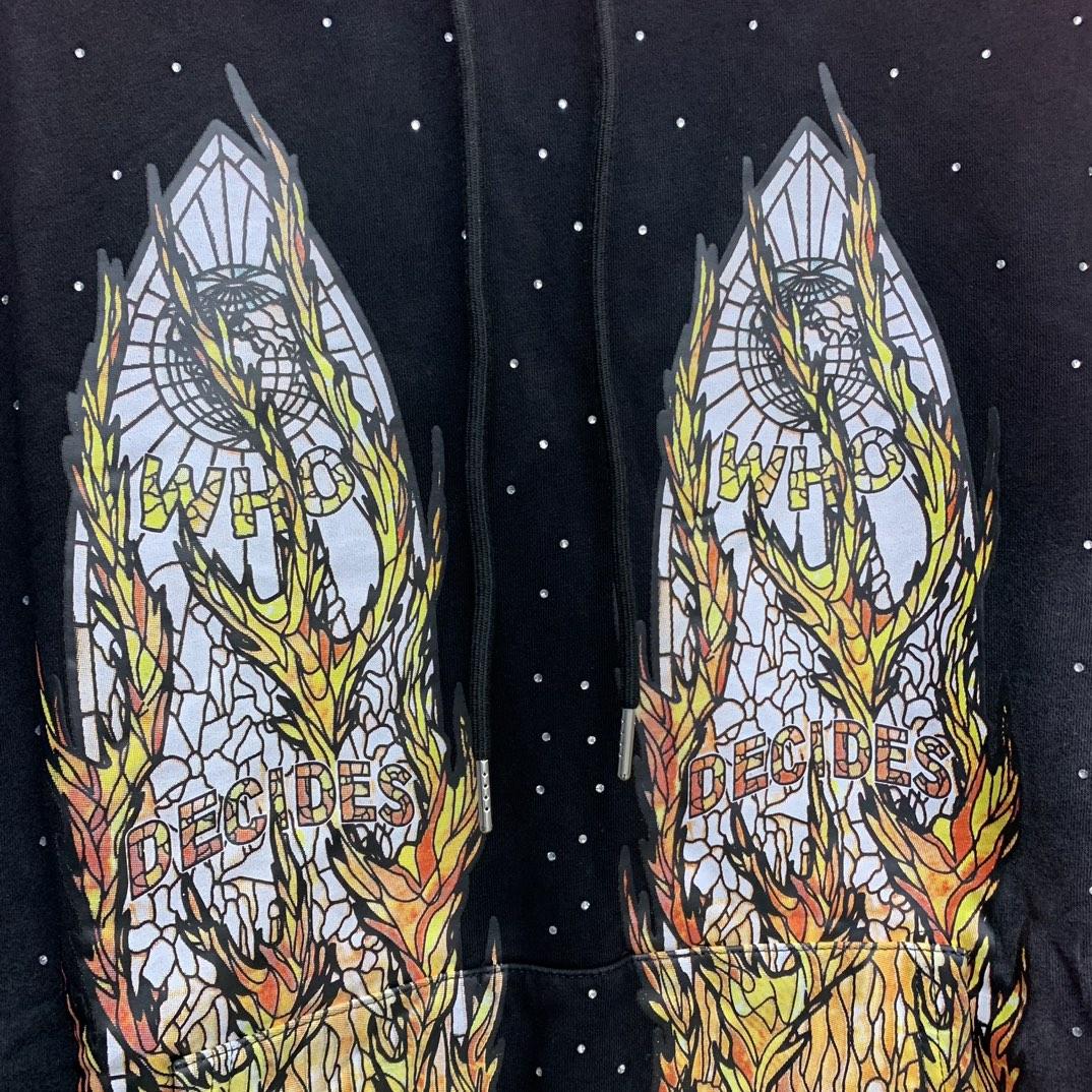 Who Decides War Flame Glass Hooded Sweatshirt - DopestKickz