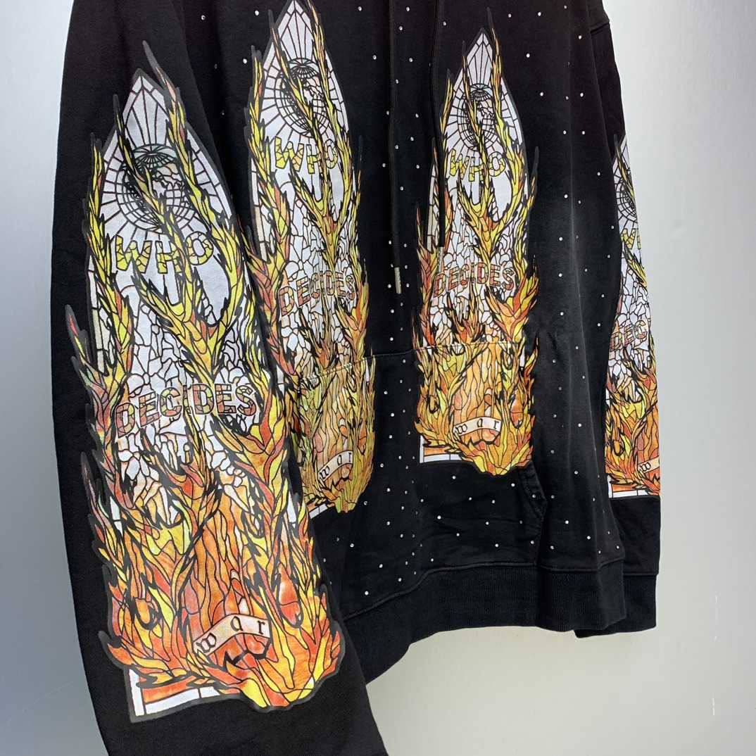 Who Decides War Flame Glass Hooded Sweatshirt - DopestKickz