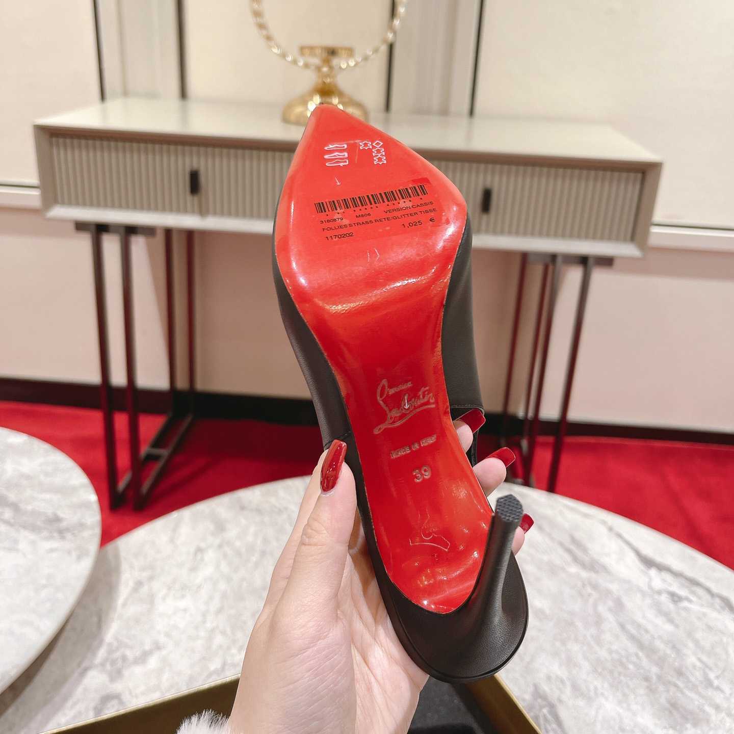 Christian Louboutin Hot Chick 100MM Leather Slingback Pumps - DopestKickz