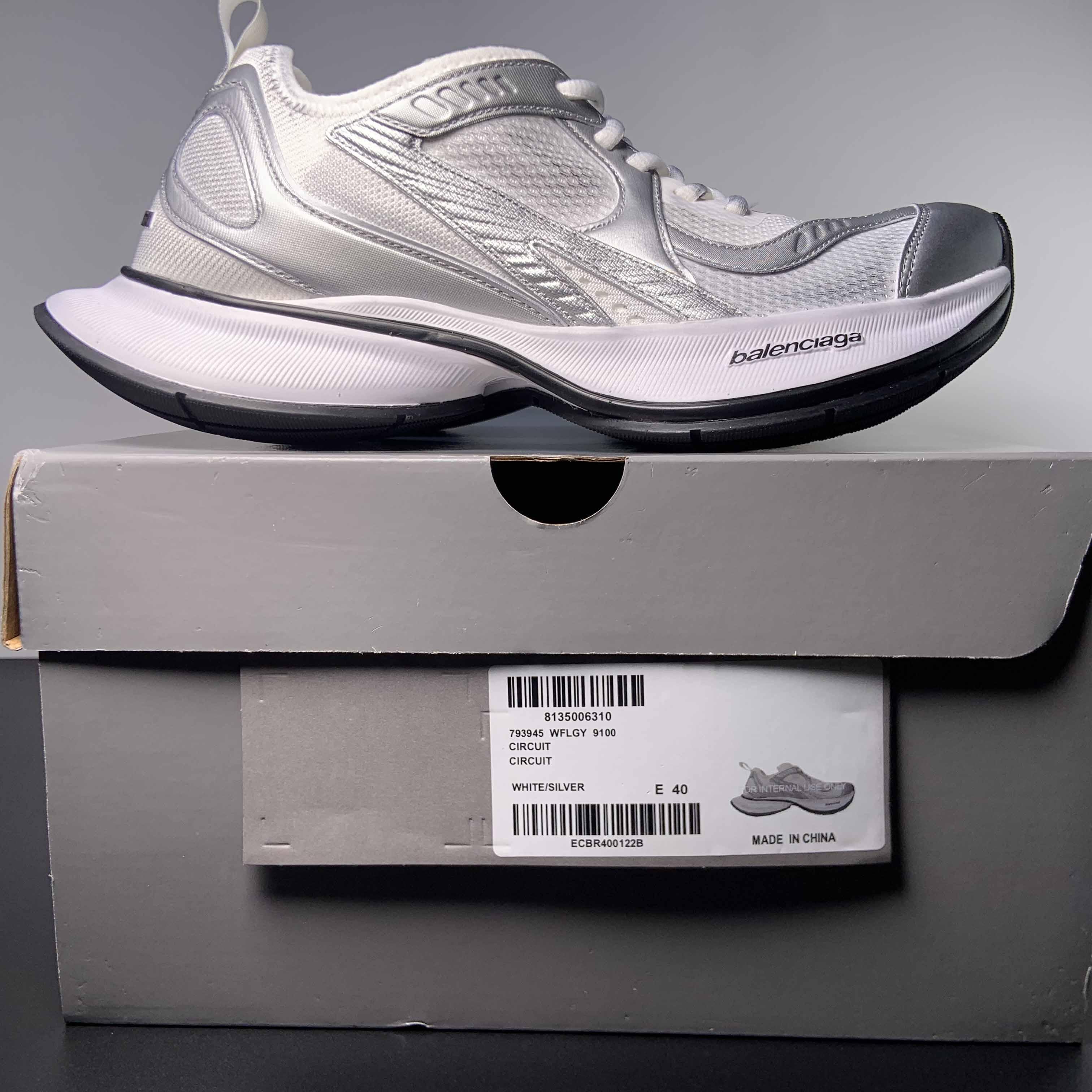 Balenciaga Circuit Sneaker In White And Silver  - DopestKickz