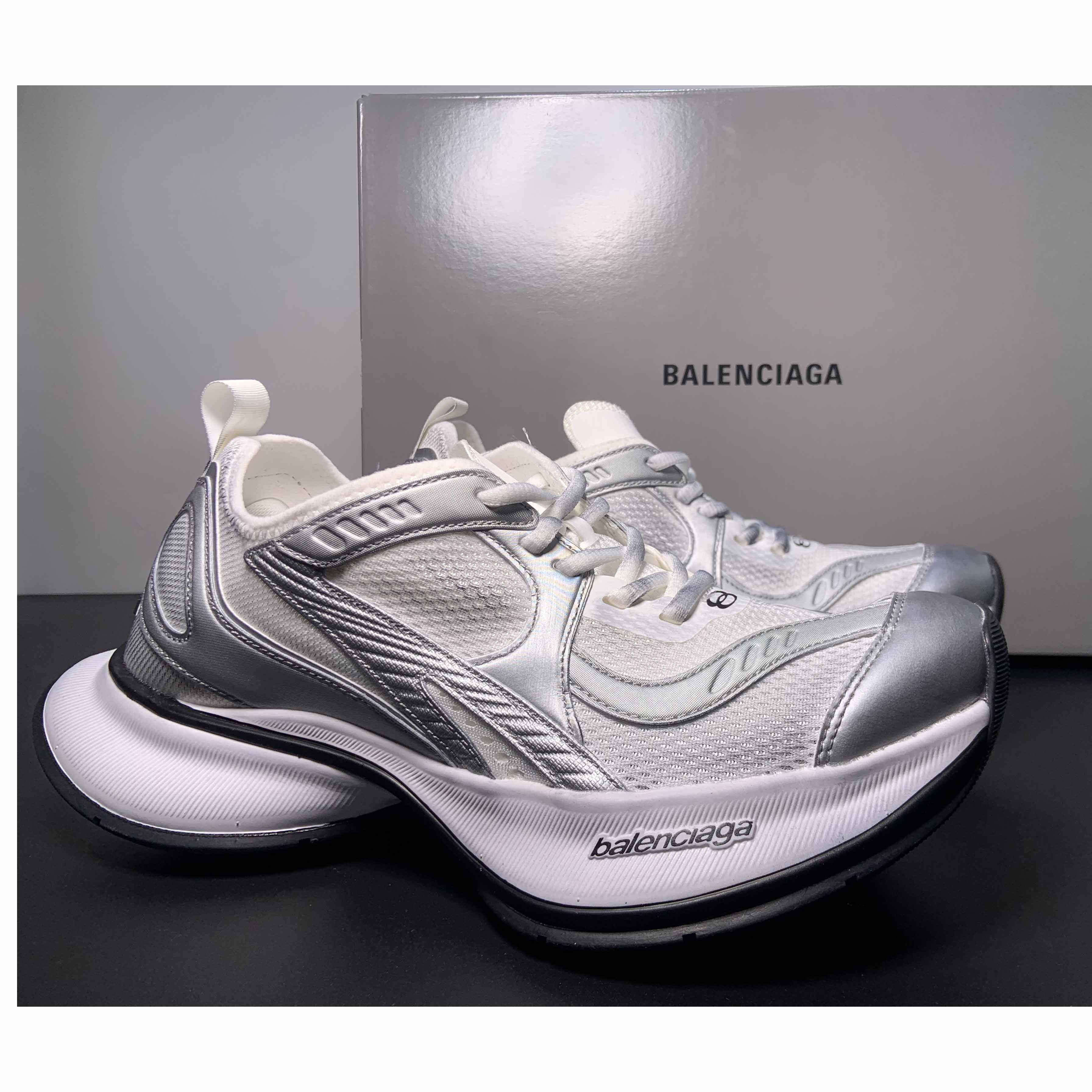 Balenciaga Circuit Sneaker In White And Silver  - DopestKickz