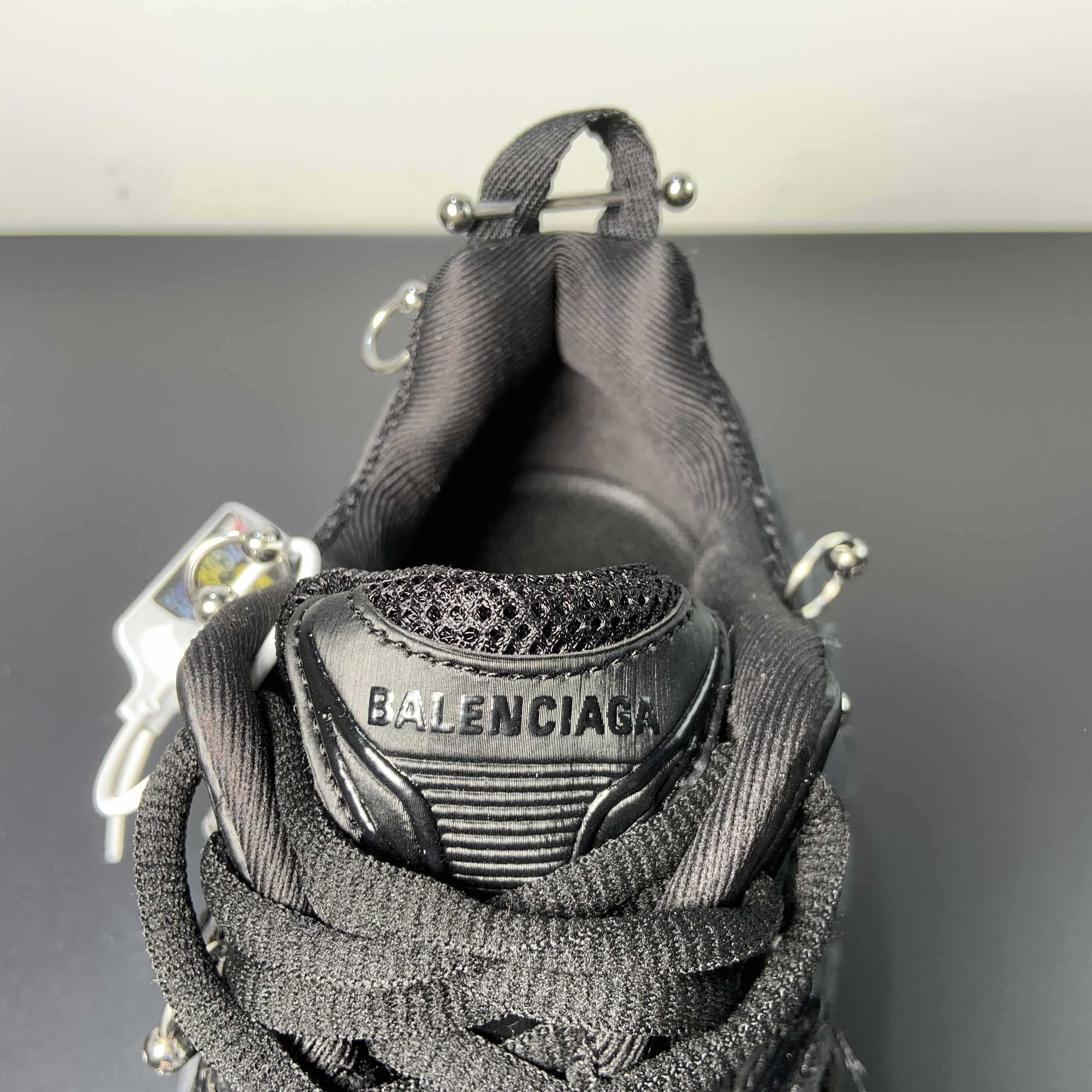 Balenciaga Bouncer Screw Sneaker With Piercings In Black - DopestKickz