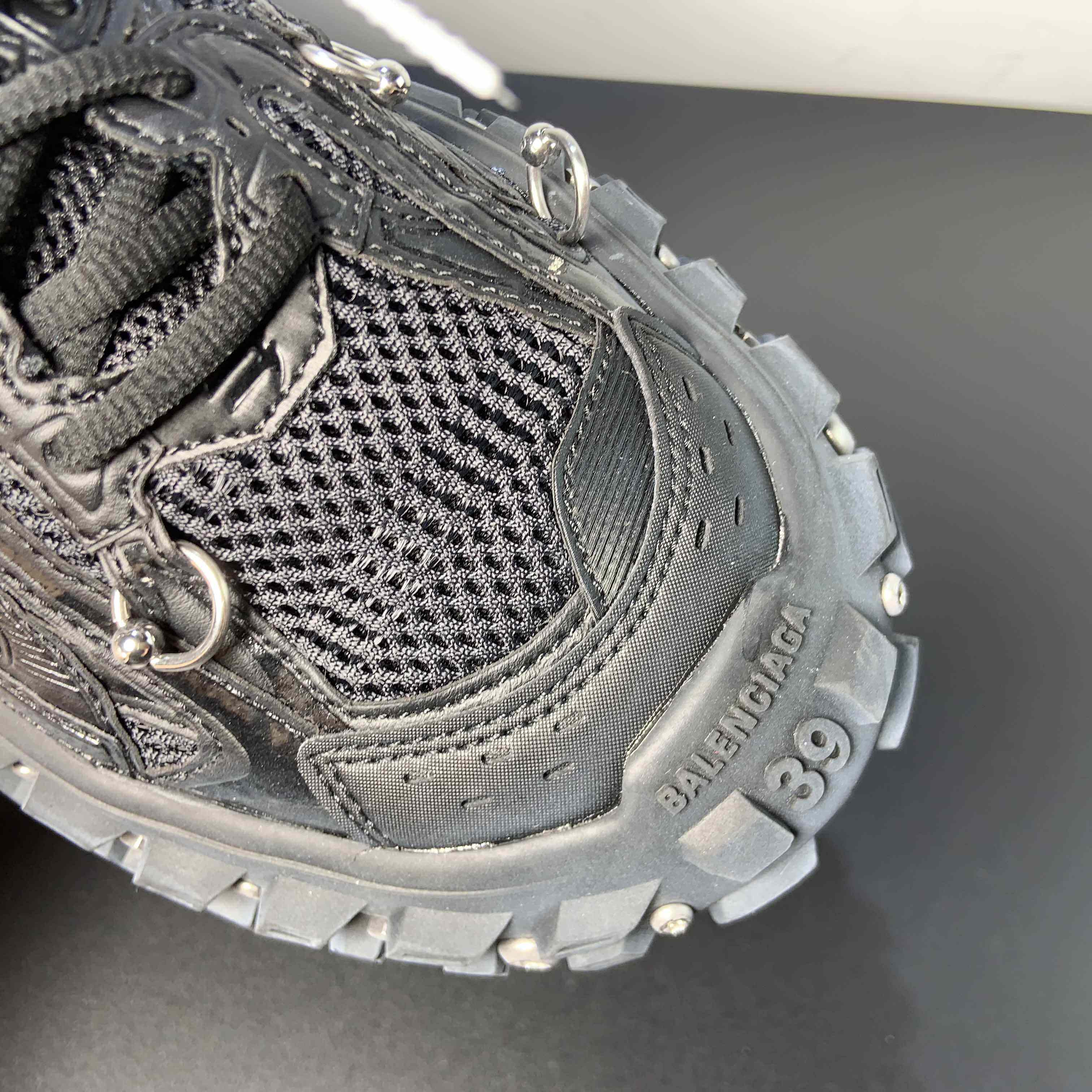 Balenciaga Bouncer Screw Sneaker With Piercings In Black - DopestKickz