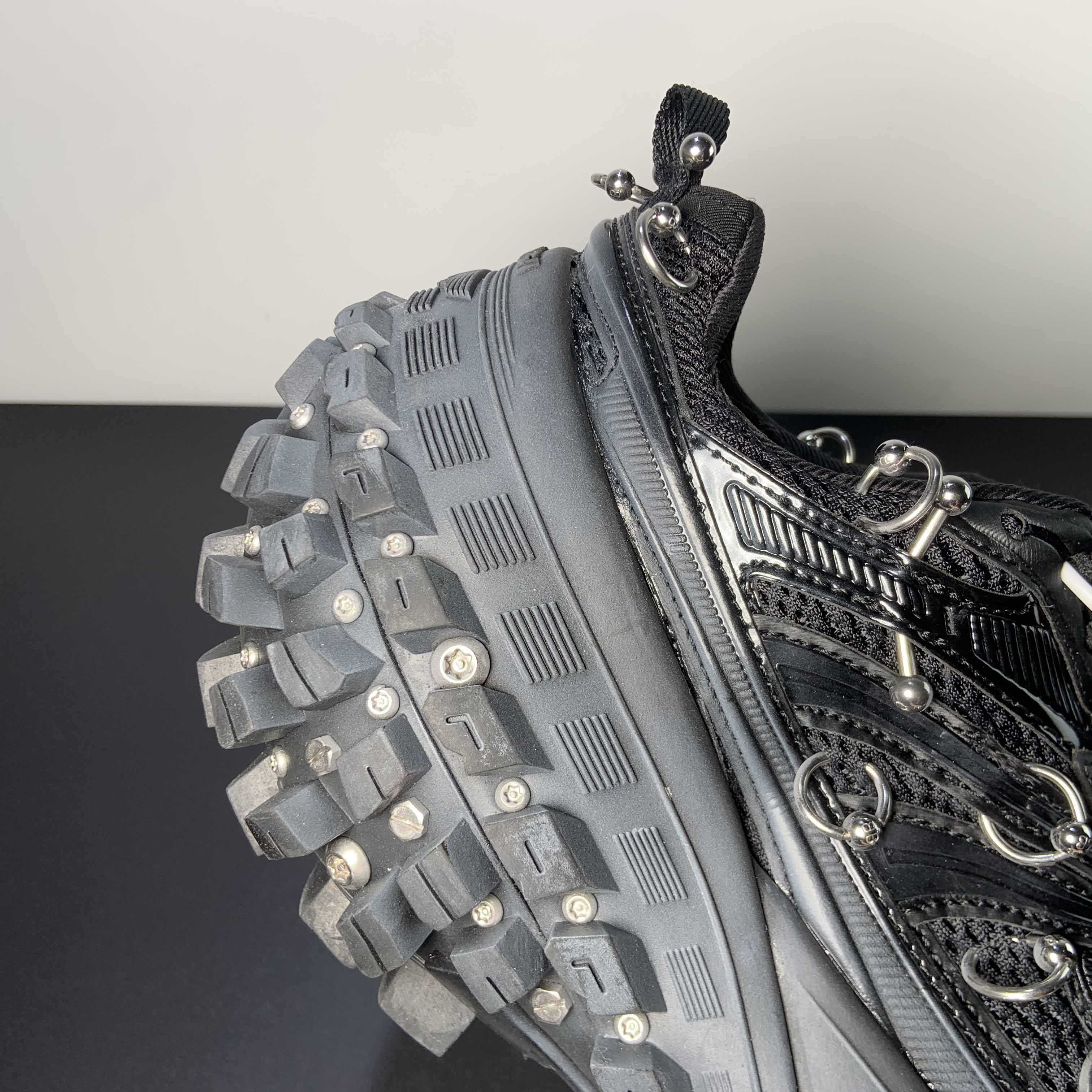 Balenciaga Bouncer Screw Sneaker With Piercings In Black - DopestKickz