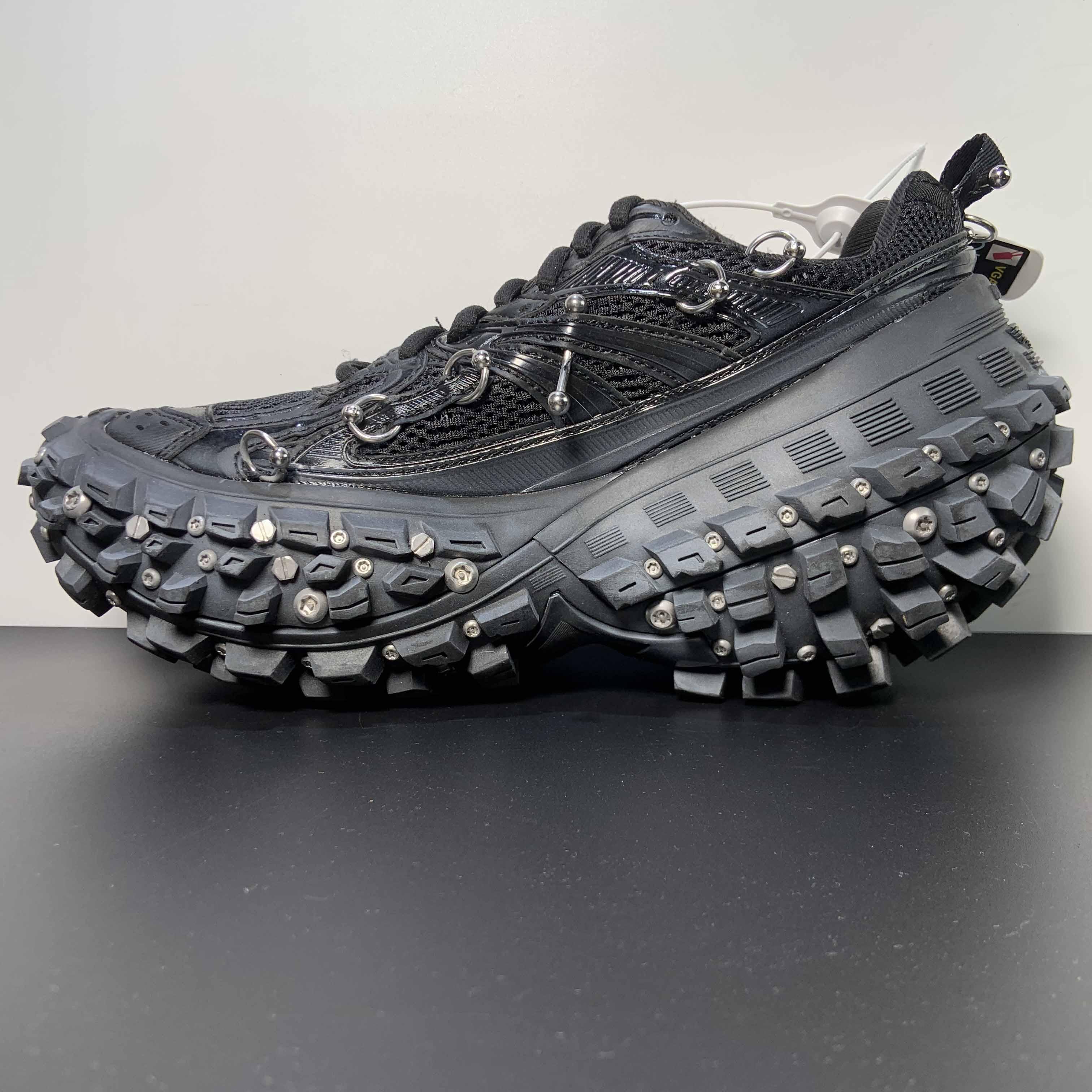 Balenciaga Bouncer Screw Sneaker With Piercings In Black - DopestKickz
