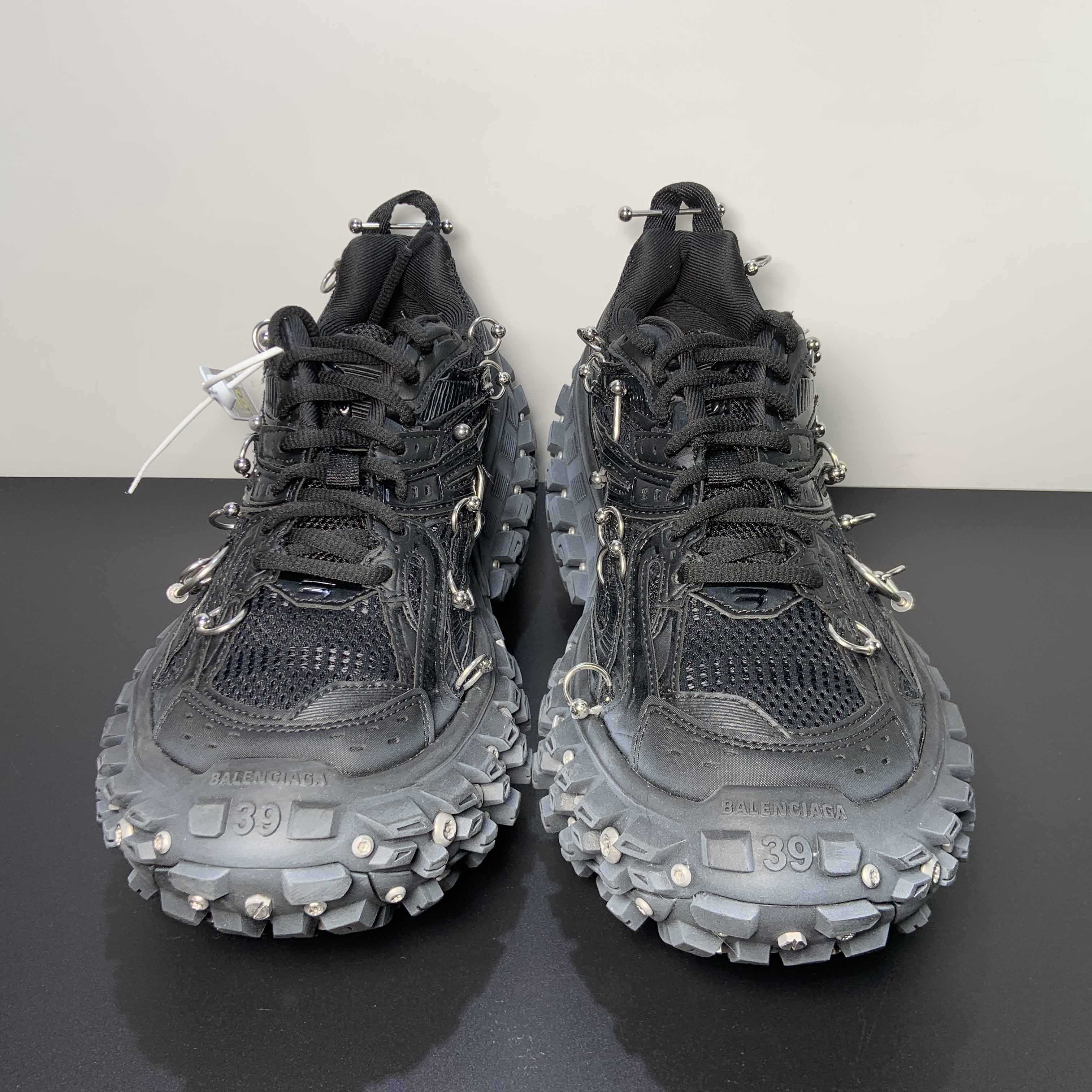 Balenciaga Bouncer Screw Sneaker With Piercings In Black - DopestKickz