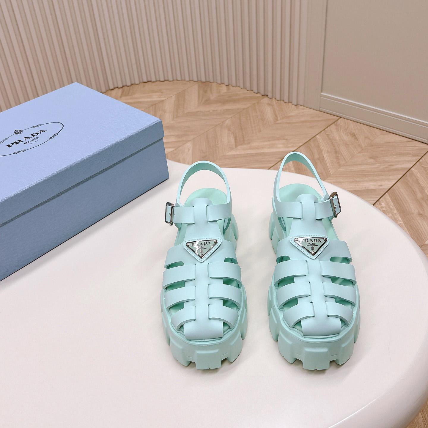 Prada Rubber Monolith Sandals - DopestKickz