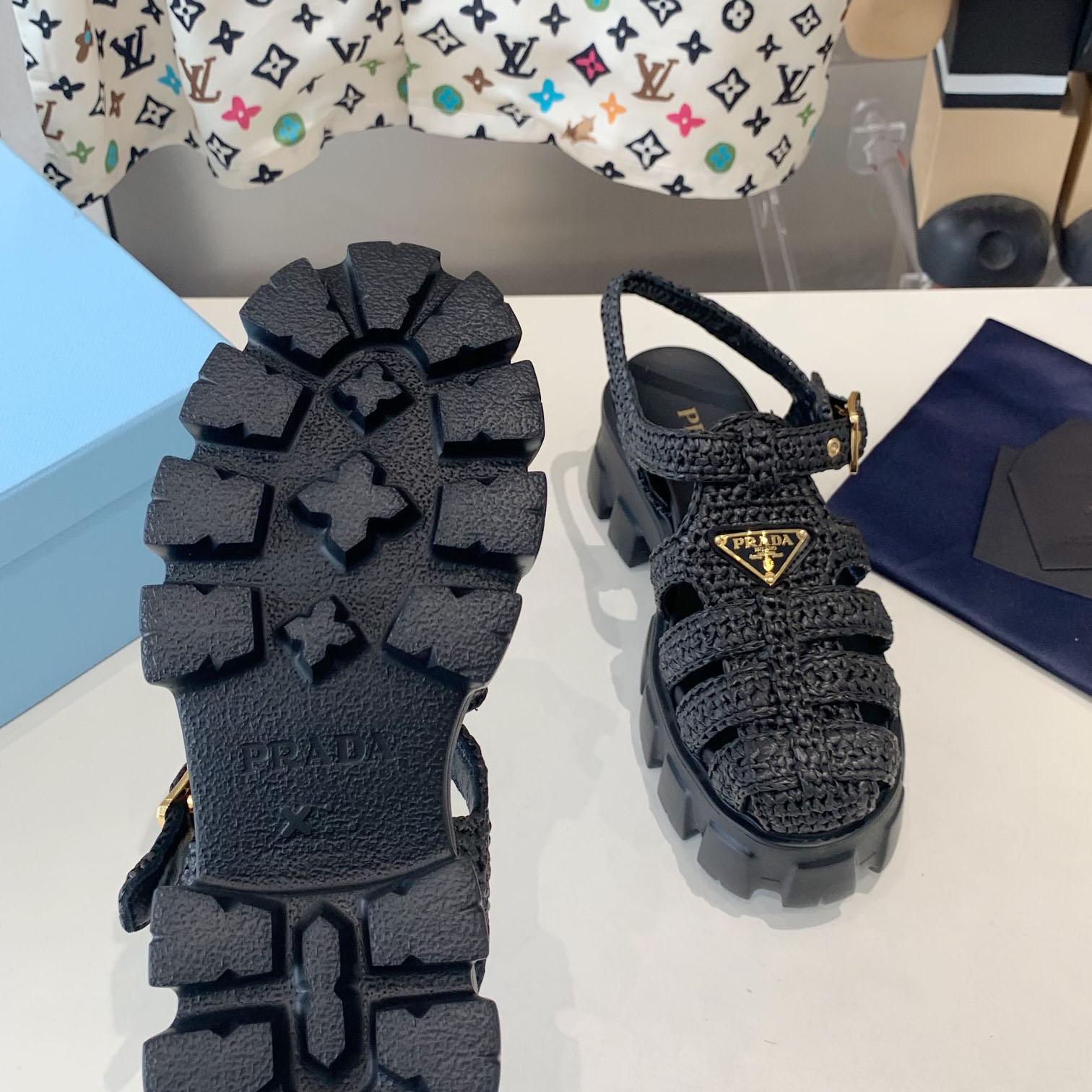 Prada Monolith Crochet Cage Sandals - DopestKickz