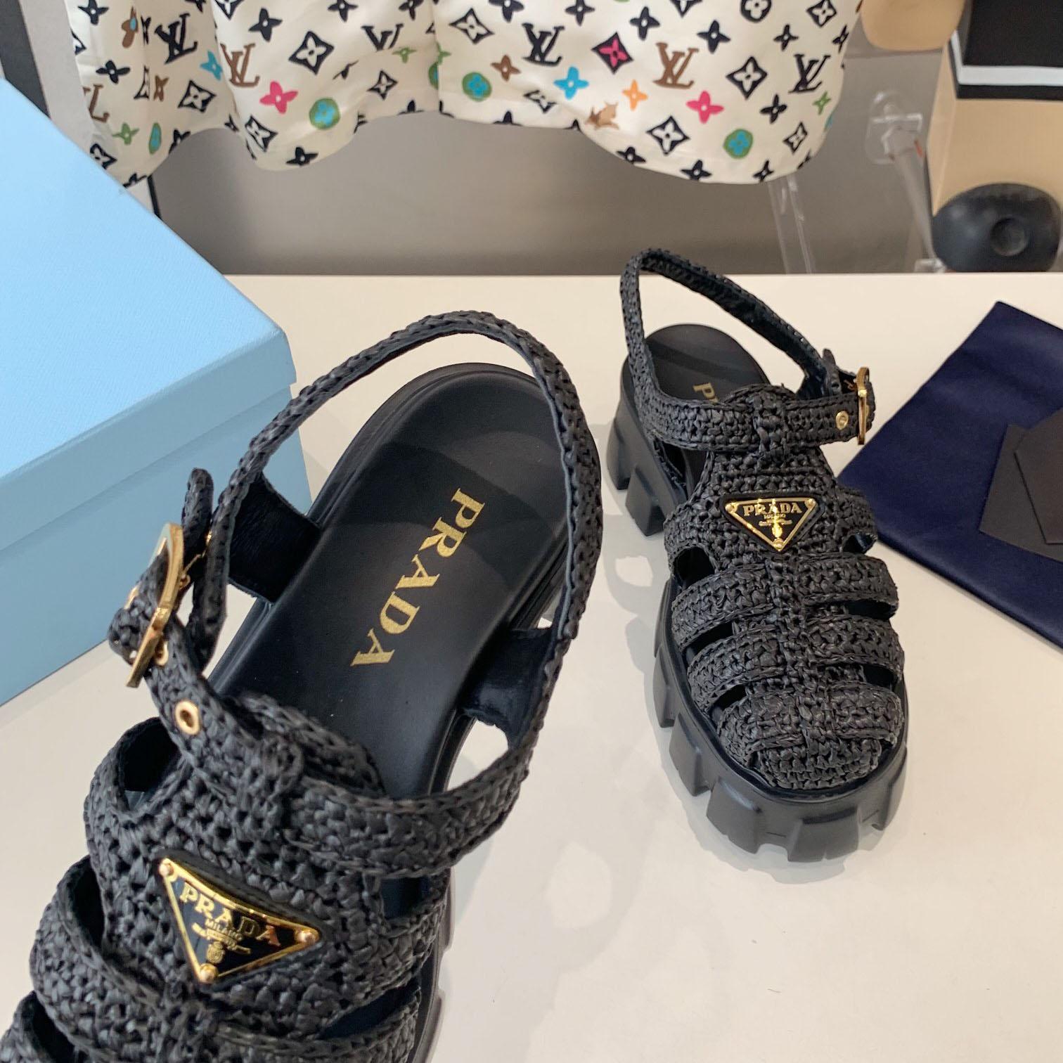 Prada Monolith Crochet Cage Sandals - DopestKickz