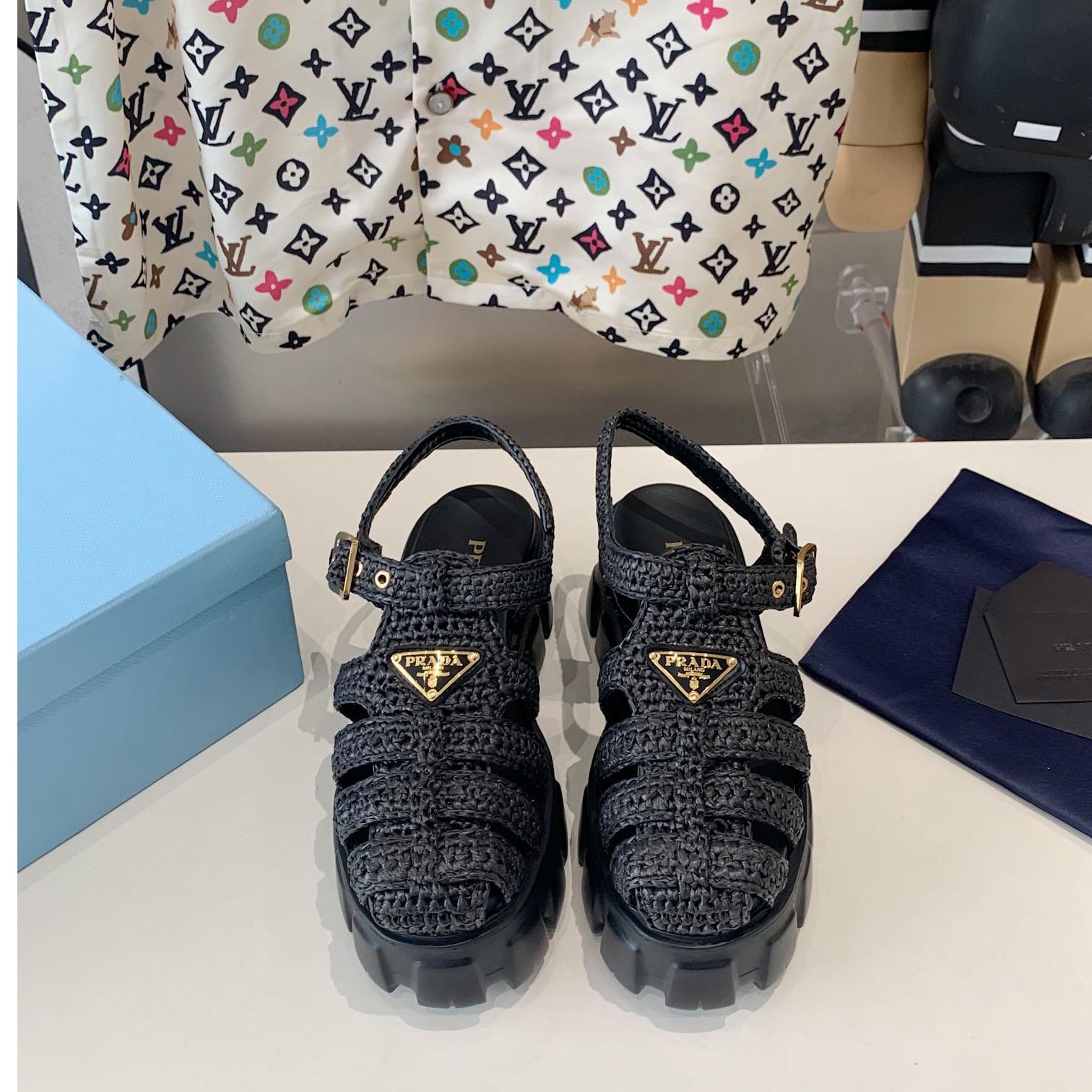 Prada Monolith Crochet Cage Sandals - DopestKickz