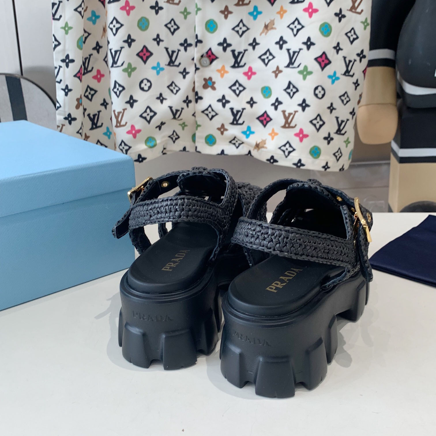 Prada Monolith Crochet Cage Sandals - DopestKickz