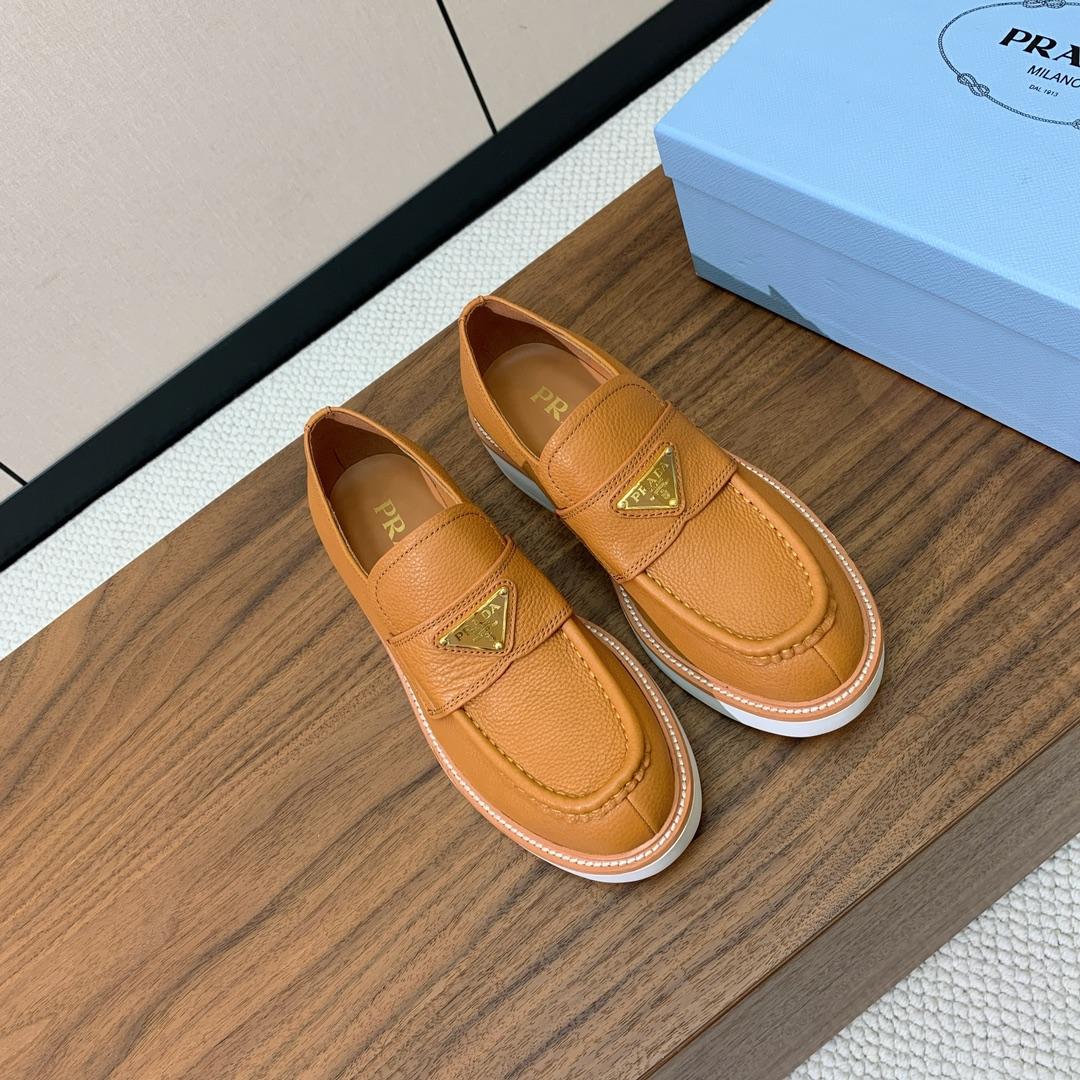 Prada Logo Leather Loafers  - DopestKickz