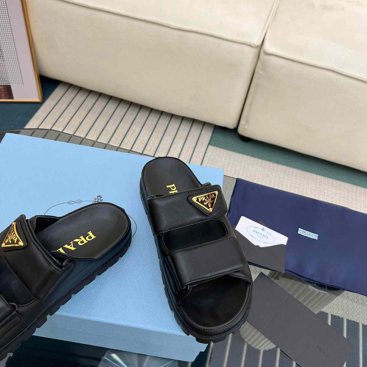 Prada Nappa Leather Slides - DopestKickz