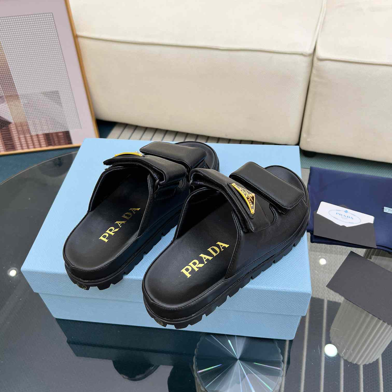 Prada Nappa Leather Slides - DopestKickz