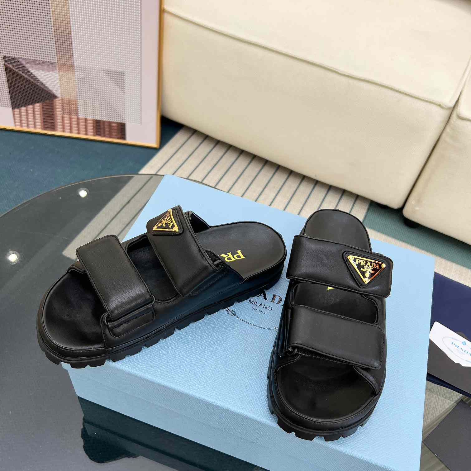 Prada Nappa Leather Slides - DopestKickz