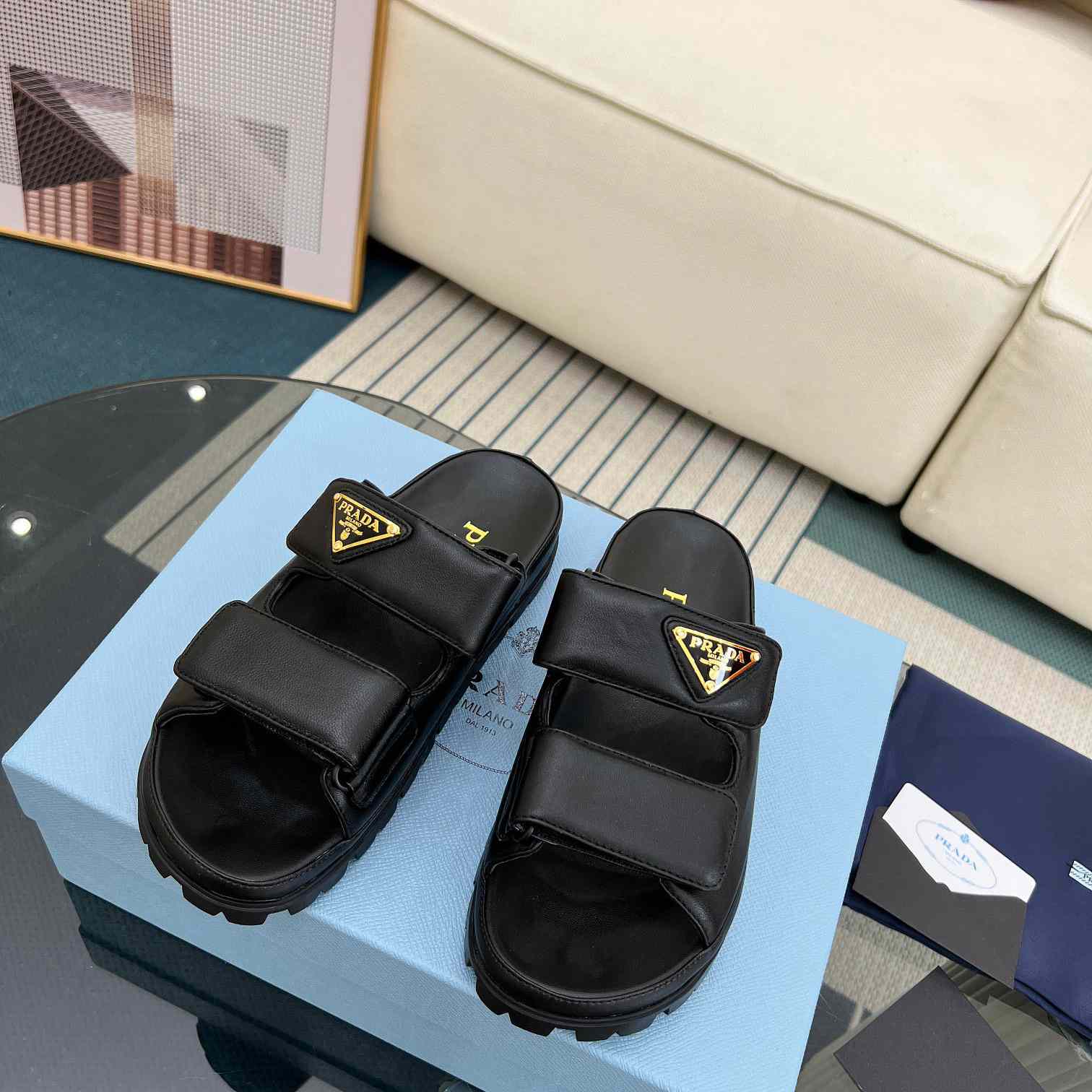 Prada Nappa Leather Slides - DopestKickz