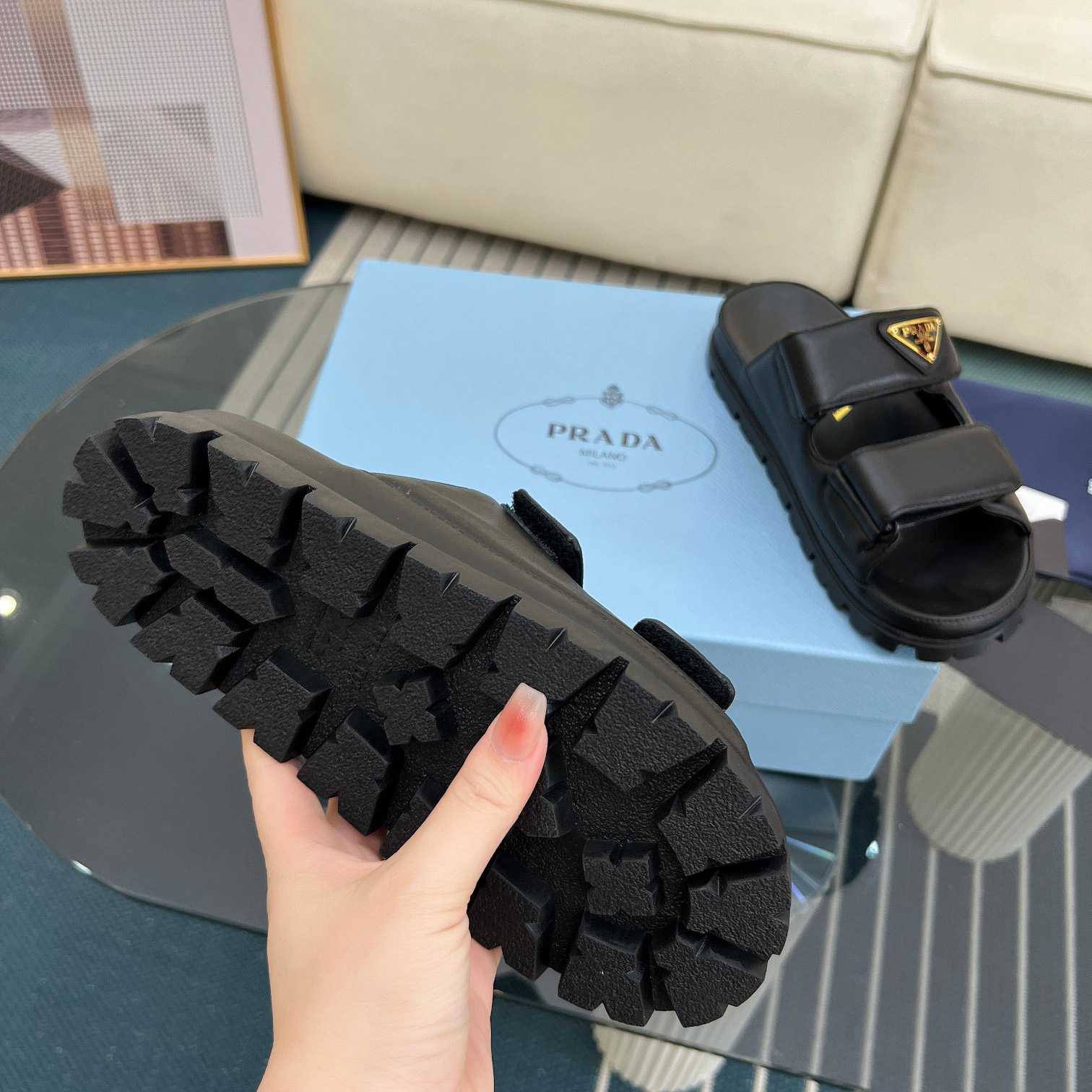 Prada Nappa Leather Slides - DopestKickz