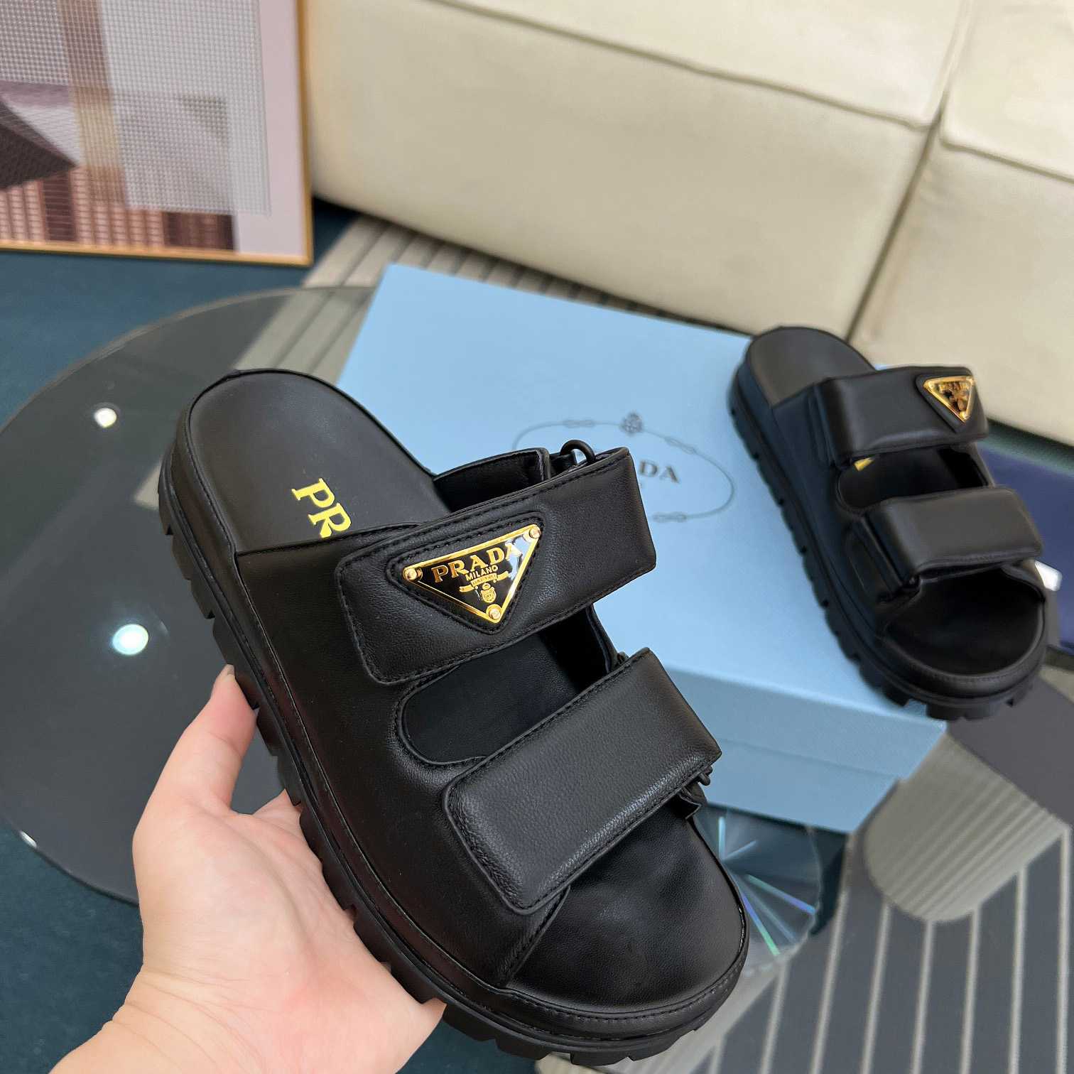 Prada Nappa Leather Slides - DopestKickz