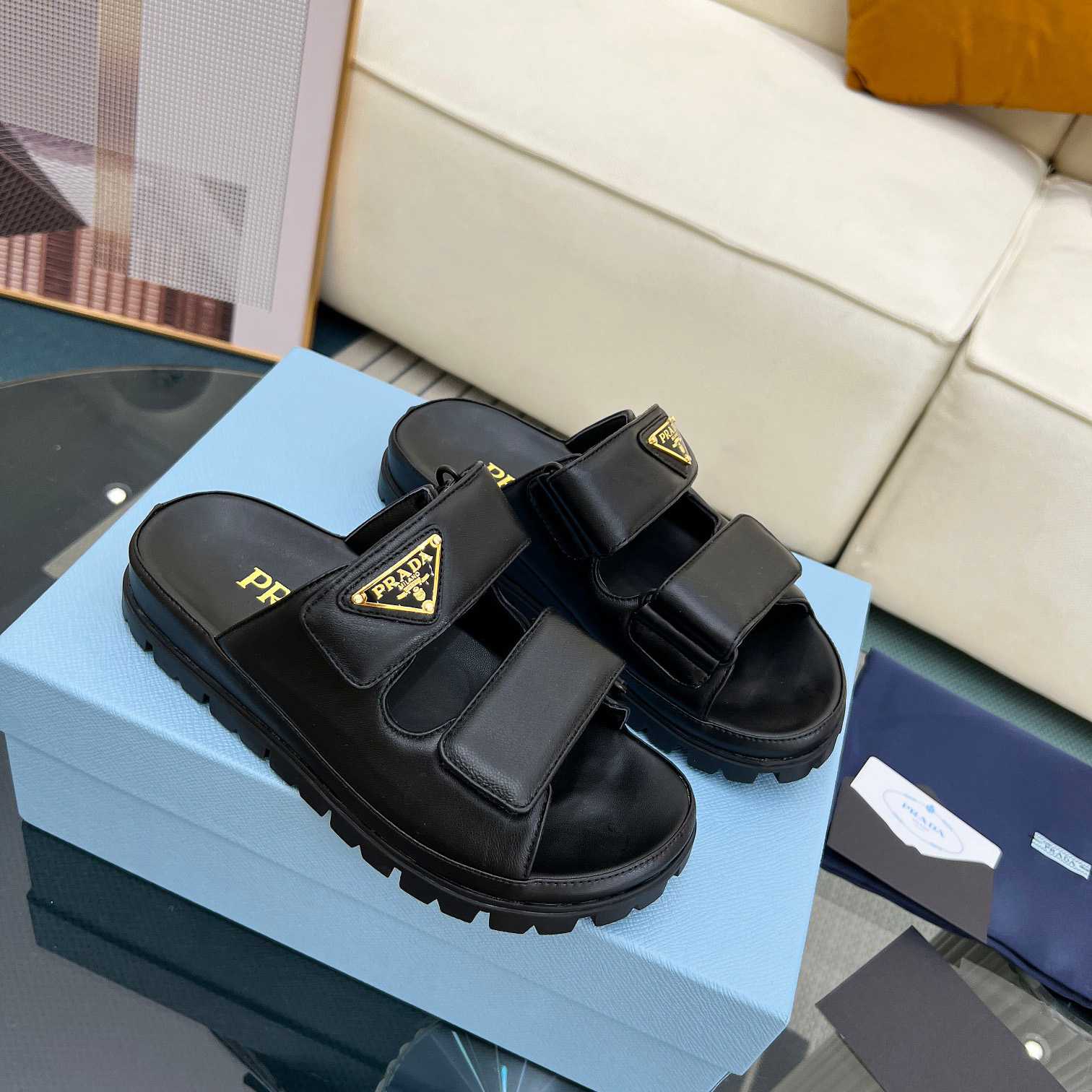 Prada Nappa Leather Slides - DopestKickz
