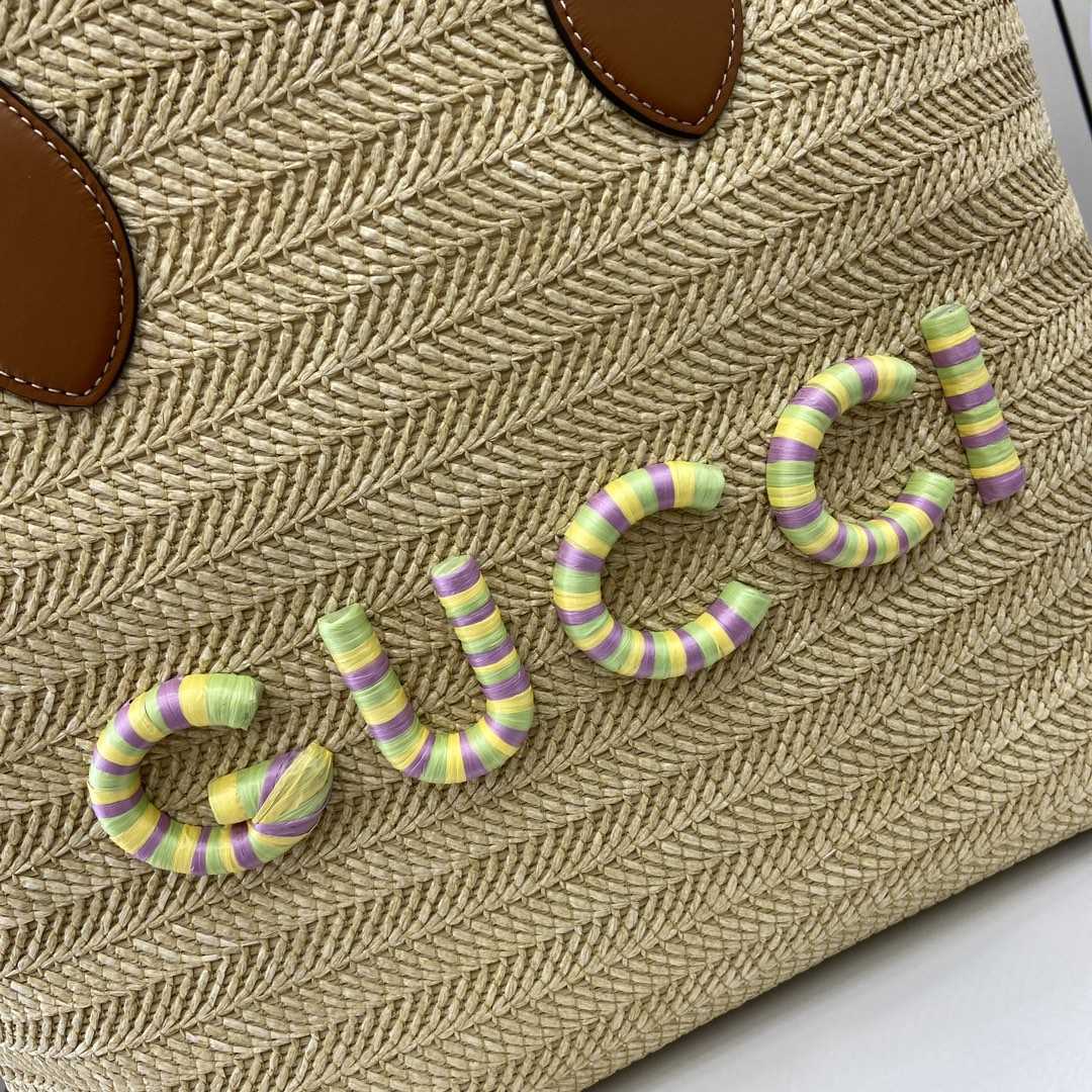Gucci Medium Straw-effect Tote - DopestKickz