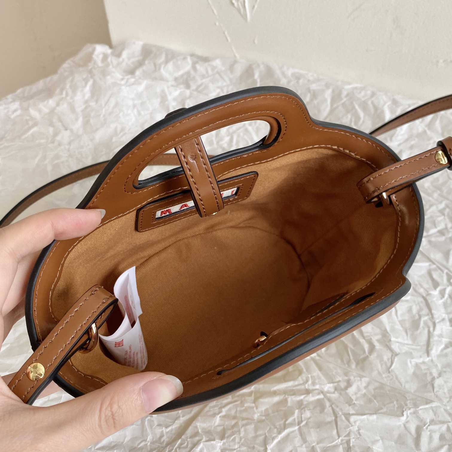 Marni Tropicalia Micro Bag In Brown Leather And Raffia-effect Fabric - DopestKickz