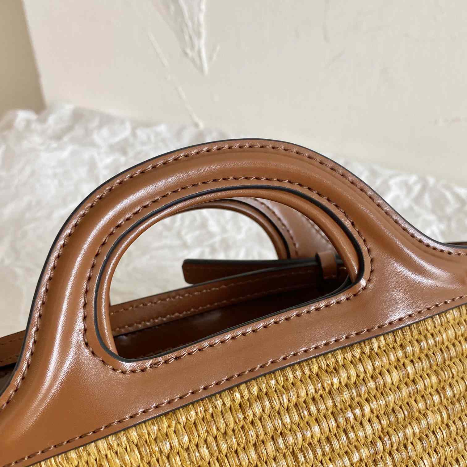 Marni Tropicalia Micro Bag In Brown Leather And Raffia-effect Fabric - DopestKickz