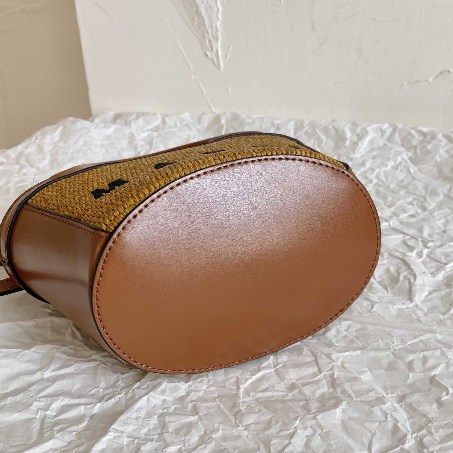 Marni Tropicalia Micro Bag In Brown Leather And Raffia-effect Fabric - DopestKickz