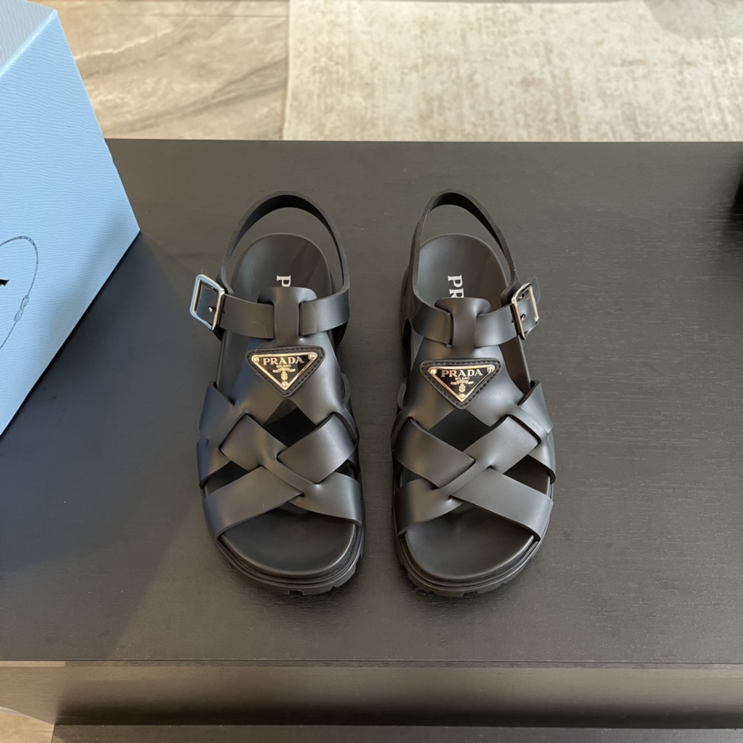 Prada Crisscross Rubber Sandals - DopestKickz