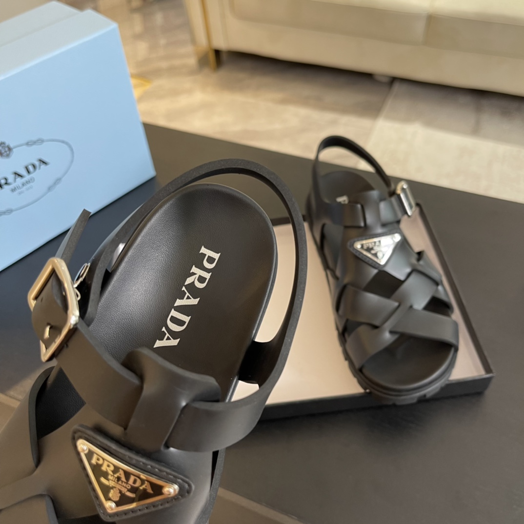 Prada Crisscross Rubber Sandals - DopestKickz
