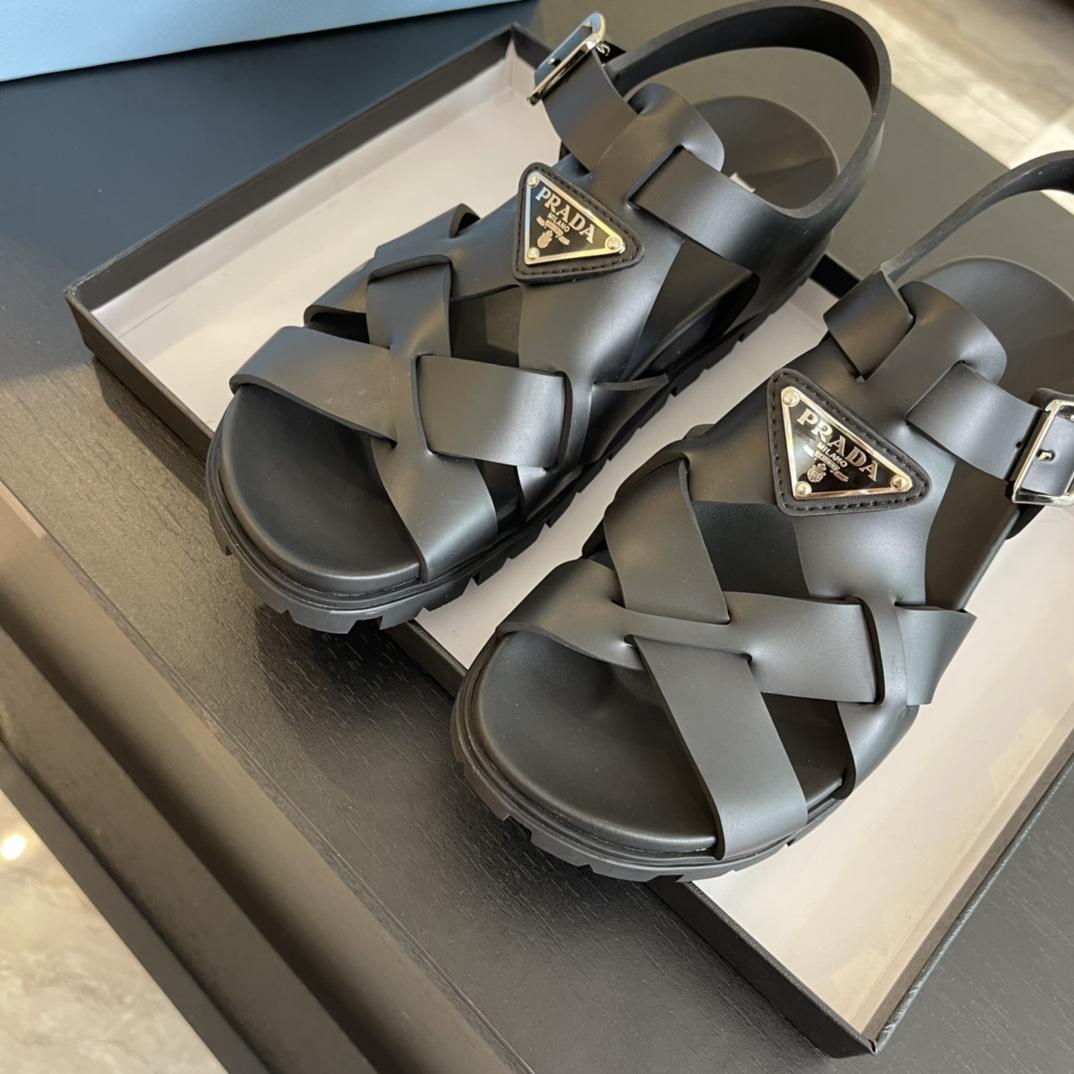 Prada Crisscross Rubber Sandals - DopestKickz