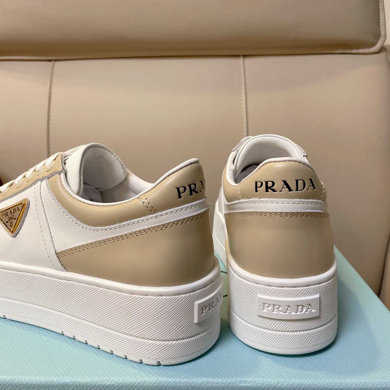 Prada Downtown Bold Leather Sneakers - DopestKickz